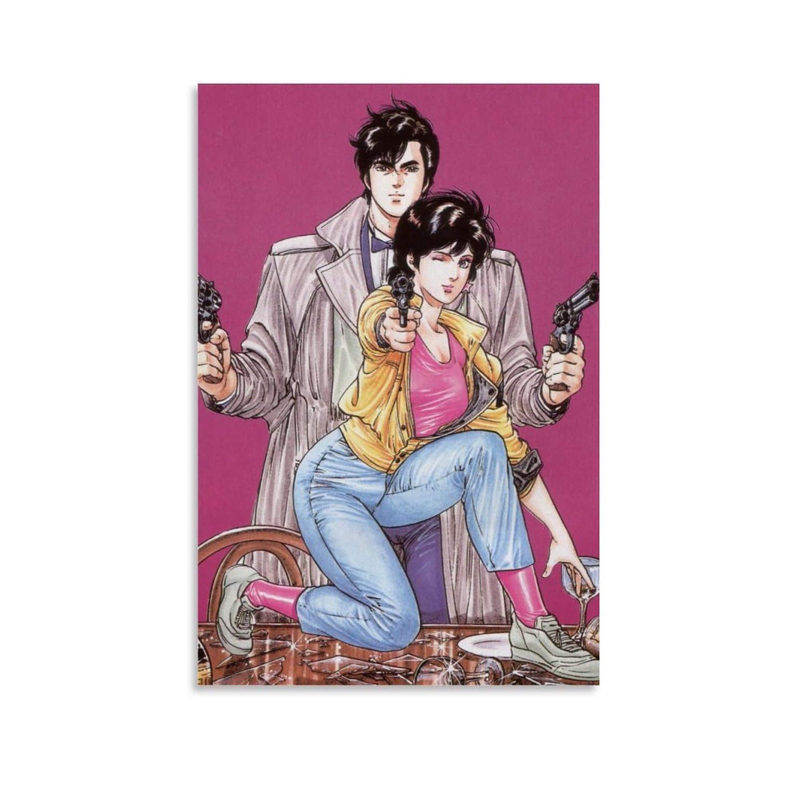 BBAUER Poster decorativo da parete a tema anime City Hunter, stampa moderna su tela, poster decorativo per camera da letto, 30 x 45 cm