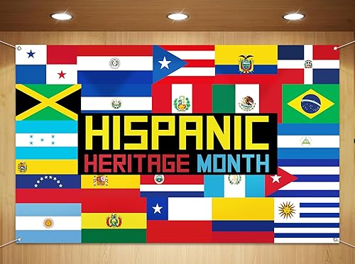 Sunwer Hispanic Heritage Month Photo Booth Backdrop Spanish Speanking Countries Flags Decor Indoor Outdoor Wall Hanging Background Decoration Supply