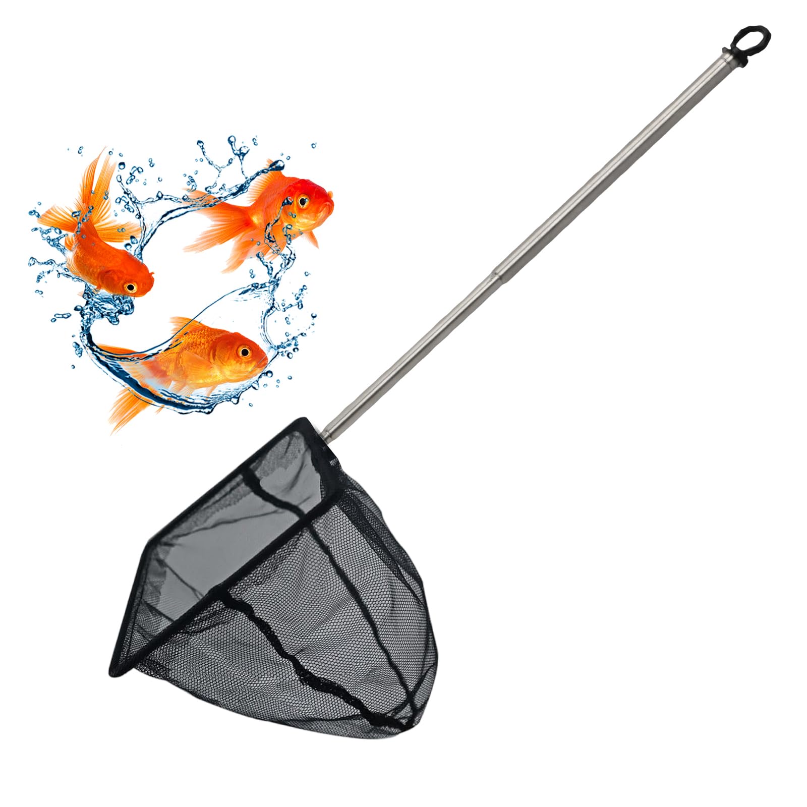 Dokeno - Red para pesca en acuario, redes de pesca ajustables 21-40 cm, mango largo extensible para peces mini telescópica, para acuarios, cuencas, tanques de peces, 7 x 7 cm