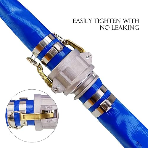 Vista 21 de Eastrans El kit de bomba de manguera de descarga incluye manguera de retrolavado de PVC azul de 2 x 50 pies y manguera de succión de PVC verde de 2