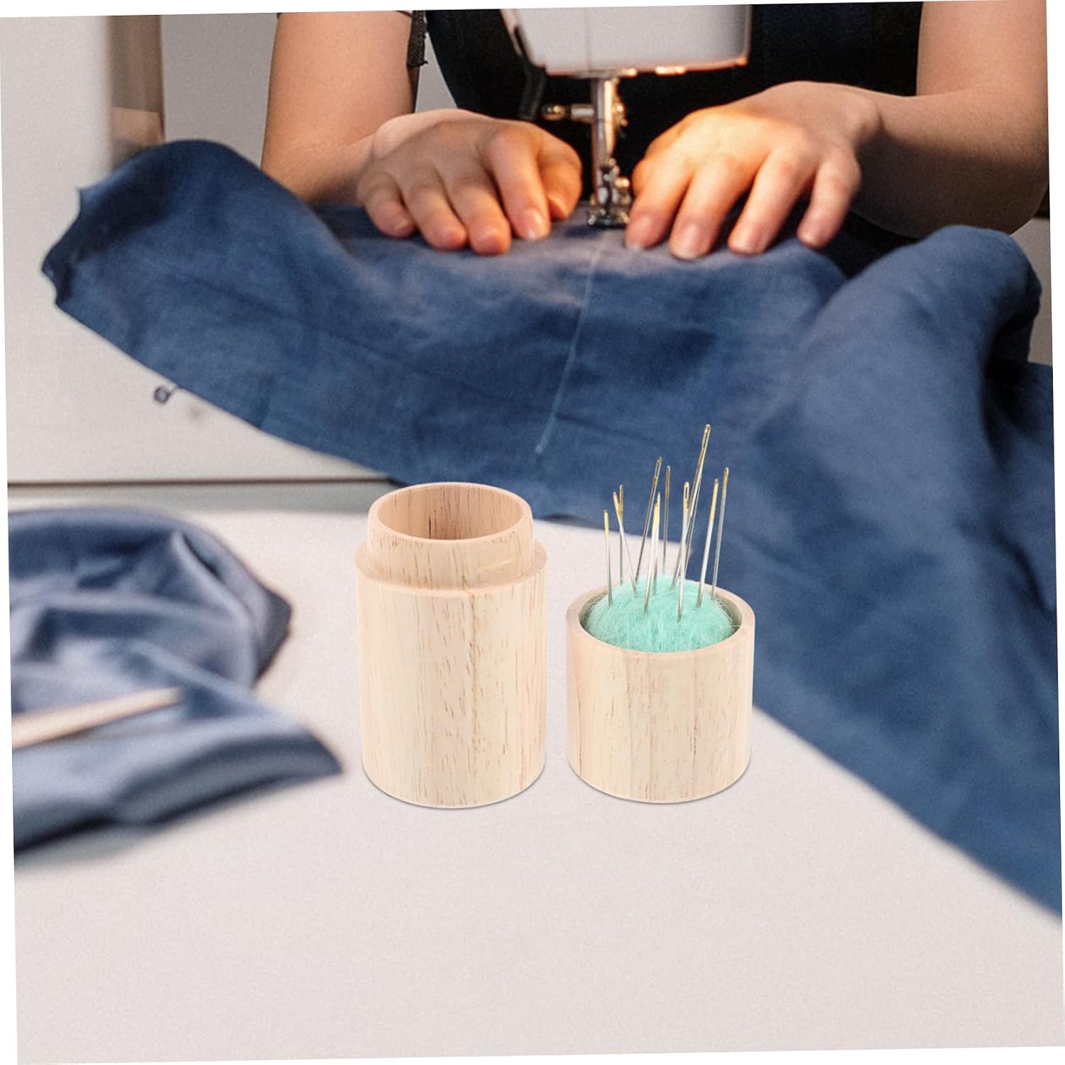 CORHAD Portable Wooden Needle Holder Case Convenient Storage Tube for Home Sewing Needs Includes Embroidery Needles Organizer for Knitting and Cross Stitching Supplies