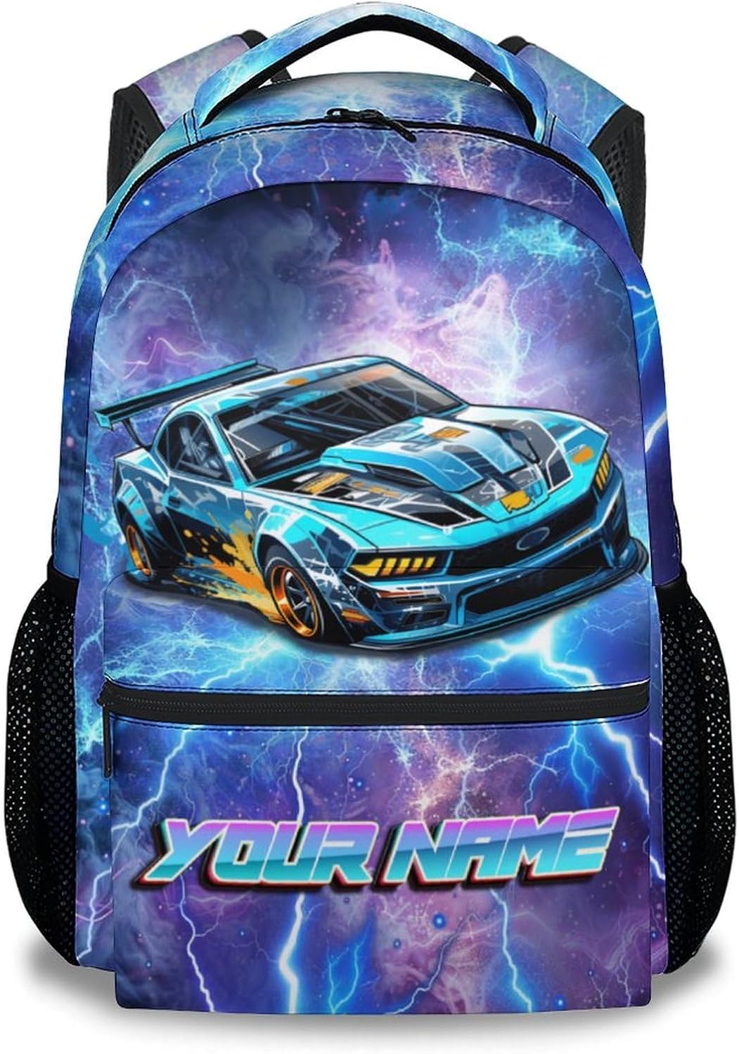 Personalized Boys Backpack with Name - 17 Inch Car Backpacks for Middle School, Highschool - Funny Lightweight Durable Car Bookbag