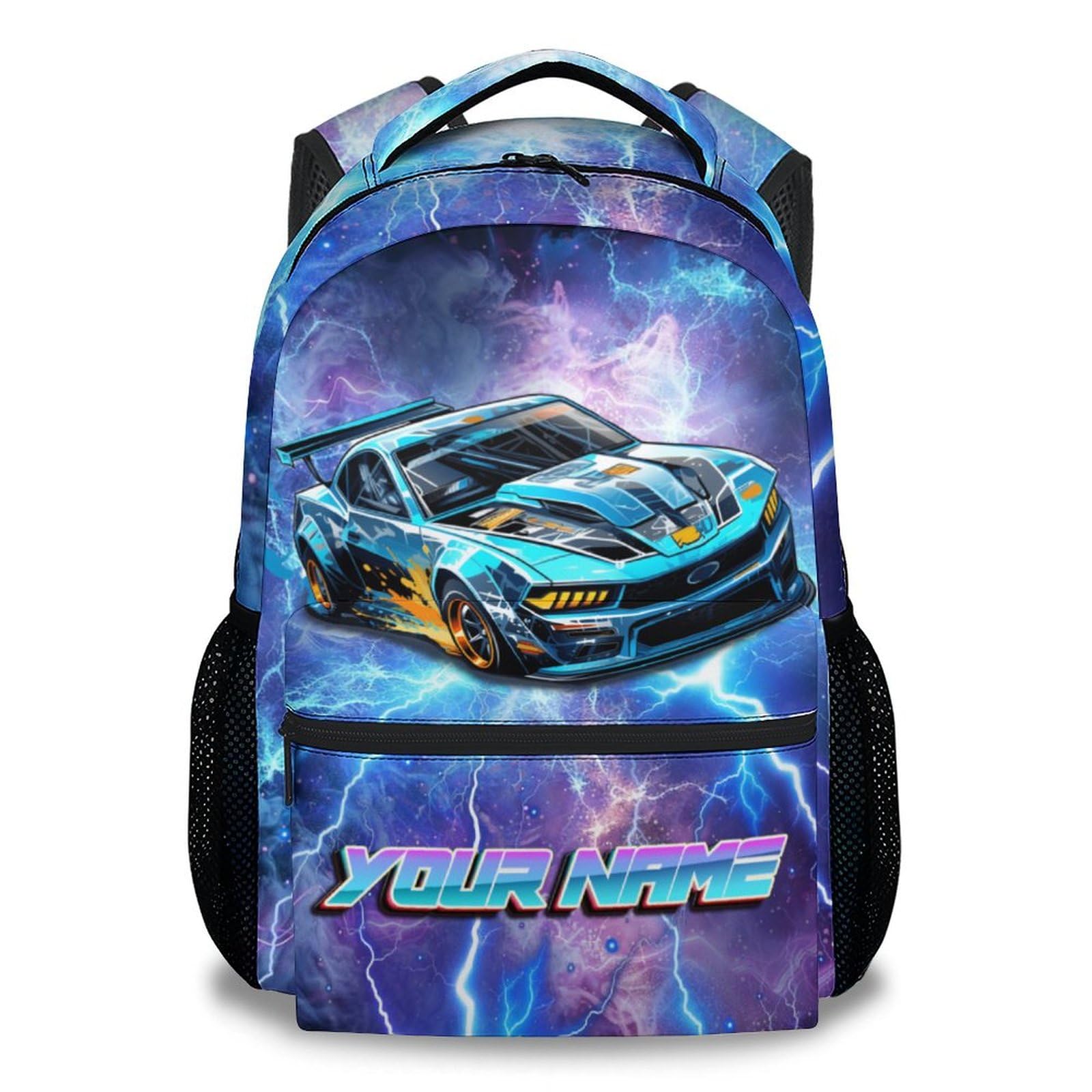 CUNEXTTIME Personalized Boys Backpack with Name - 17 Inch Car Backpacks for Middle School, Highschool - Funny Lightweight Durable Car Bookbag