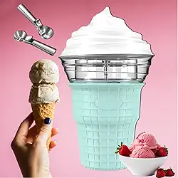 Sorveteira macia e dura de 450 ml, máquina de sorvete caseiro fresco perfumado e de sabor suave com colher de sorvete, sorveteira macia para festas familiares em restaurantes
