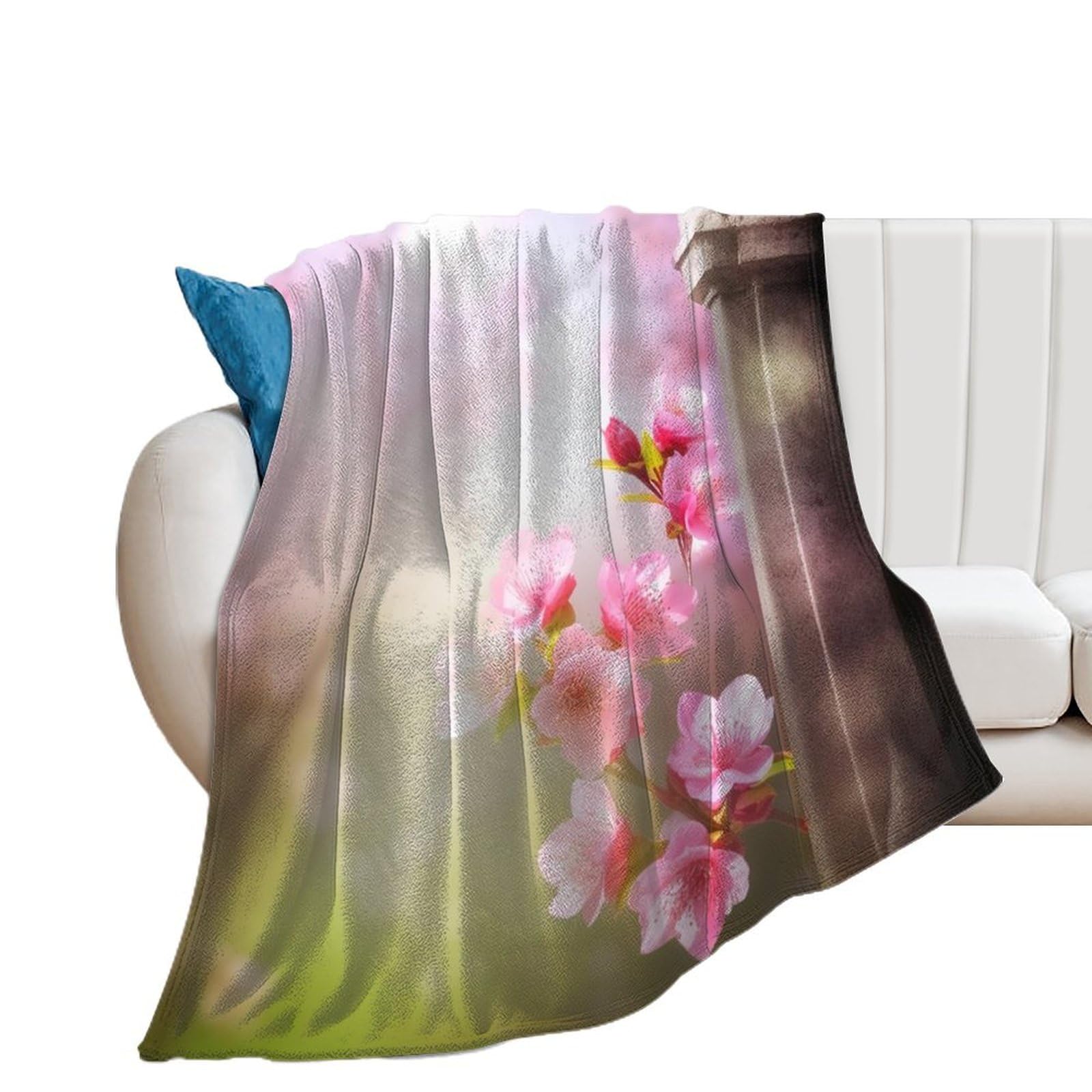 Couverture en flanelle florale 130x150 cm douce et légère pour lit et canapé