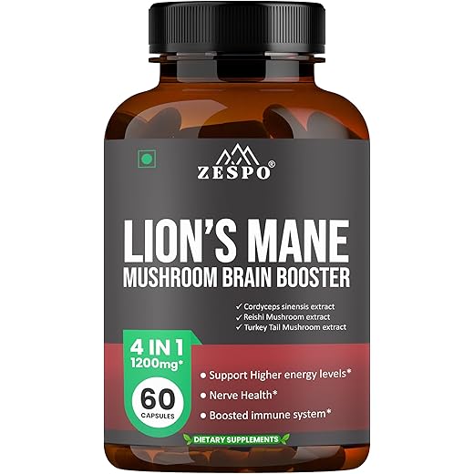 Zespo Organic Lions Mane Mushroom 4in1 1200MG Brain Booster
