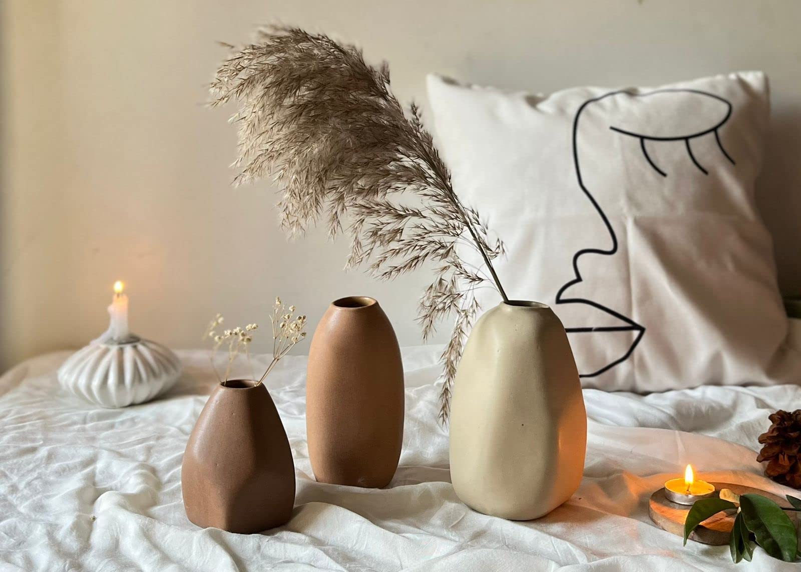 Craftribal Ceramic Stone Vase Set Combo Pack, 6.5" inches, 6" inches, 4" inches, Matte Finish White (B0BKW41NLY) Amazon Price History, Amazon Price Tracker
