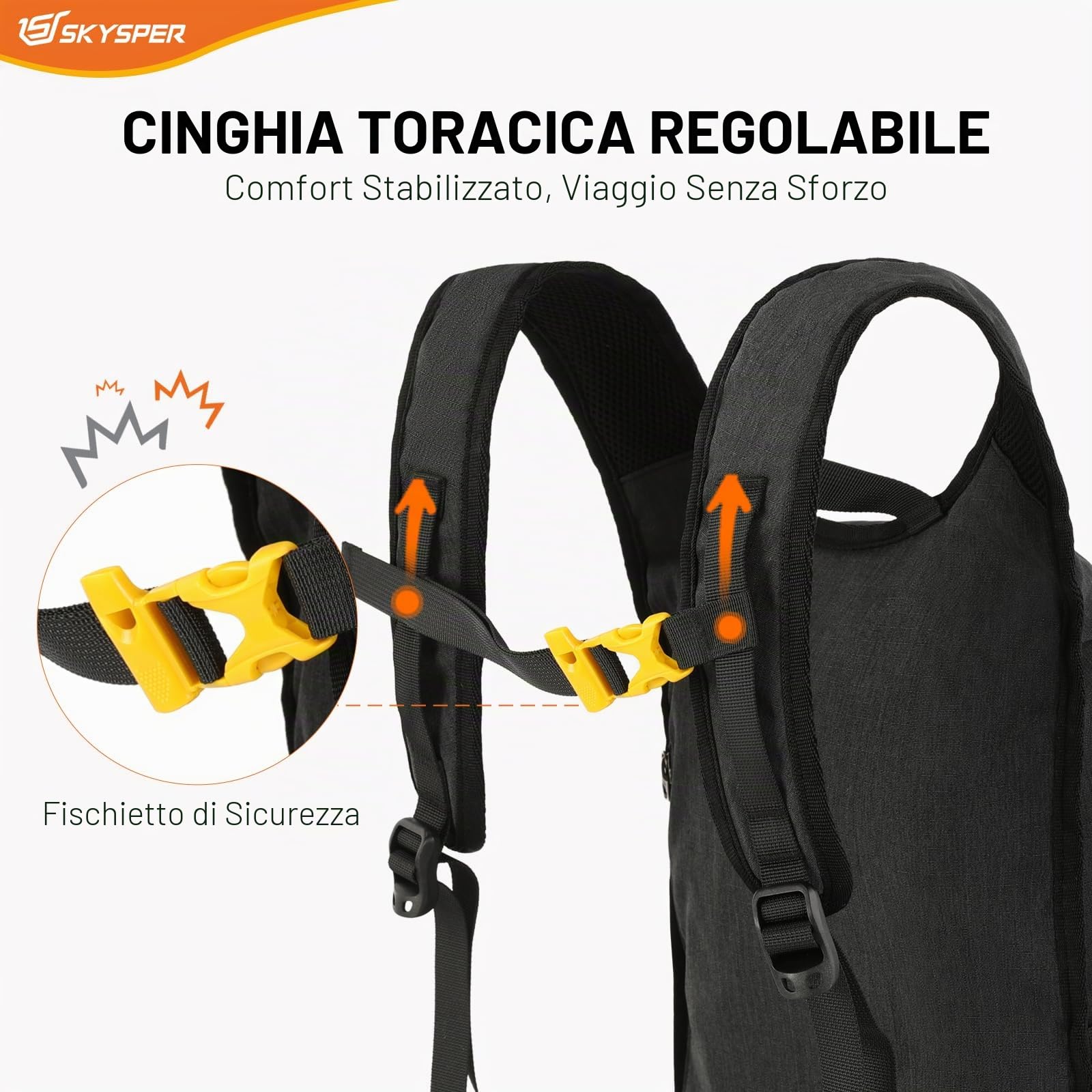 SKYSPER Zaino Pieghevole Leggero 15L Escursione Cinturino Pettorale Ripiegabile da Viaggio Uomo Donna