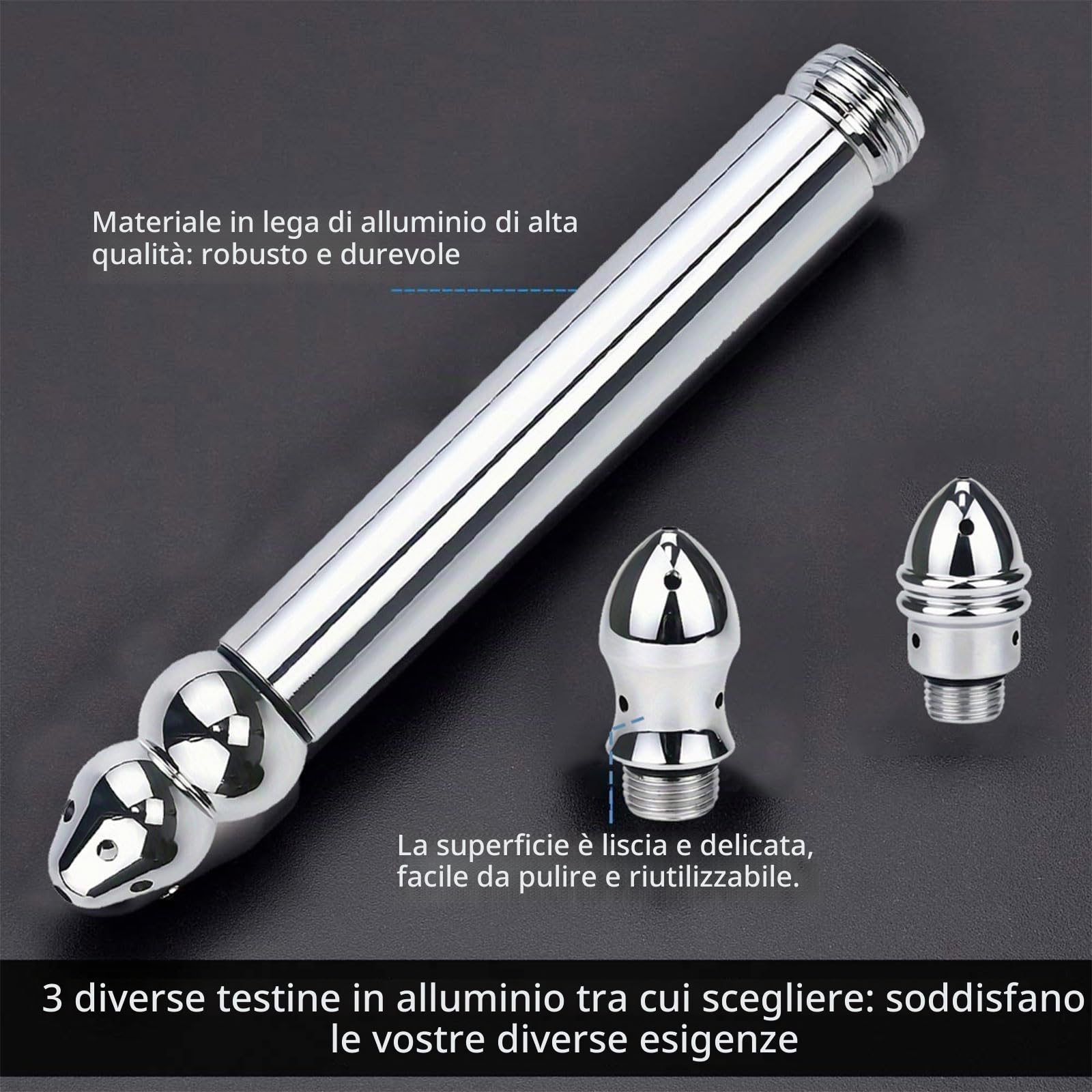 Soffione doccia per bidet in alluminio, 3 soffioni doccia, bidet da bagno portatile - Sistema di pulizia della doccia