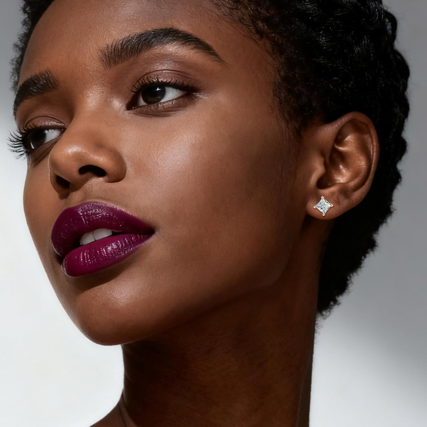 Moissanite Earrings - 0.8-5CT Square Cut Flat Back Studs Hypoallergenic 925 Sterling Silver Earrings 18k White Gold Plated Gift for Women Men - Image 3