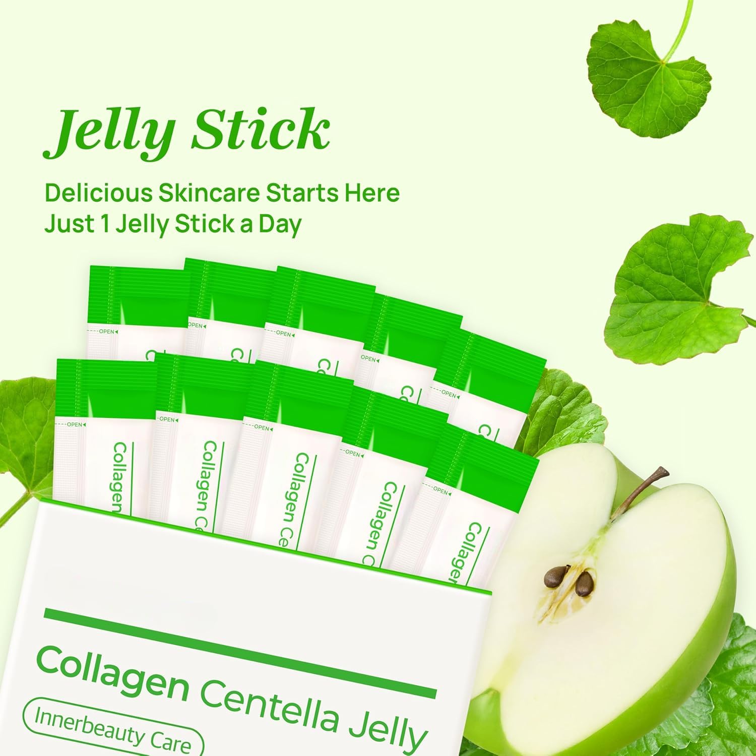 Gelée Centella au collagène | Saveur de pomme verte - Soutien nutritionnel multiple Éclat de la peau, cheveux et ongles Soins de beauté quotidiens