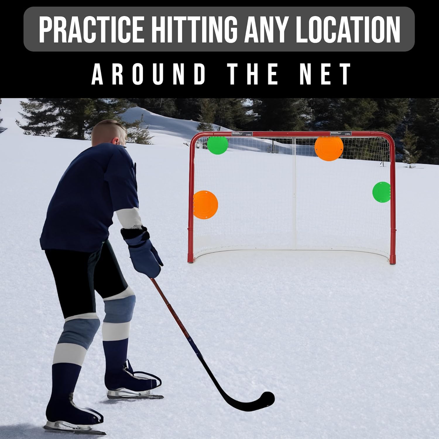 Top Shelf Targets Magnetic Shooting Discs for Hockey & Lacrosse – 4-Pack Combo Training Set with Tethers – Precision Aids for Goal Practice and Accuracy Drills