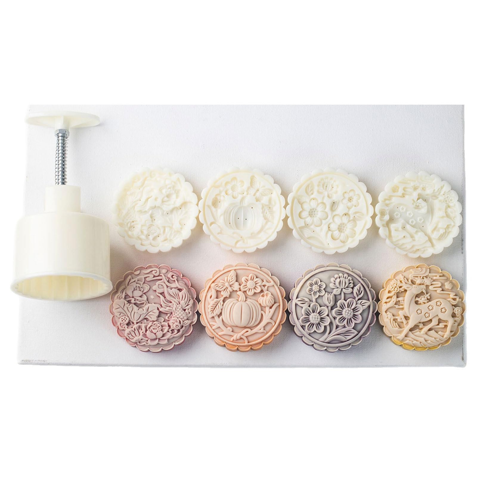 Tsophreniq 200G Midautumn Festival Dessert Maker Round Flower Pattern Dessert Molds Cookie Molds Hand Press Cookie Cutter Maker Round Flower Pattern