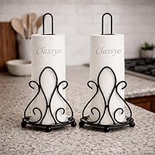 Metal Tissue Roll Holder for Kitchen, Tissue Paper Holder for Bathroom and Dining Table, Kitchen Roll Stand, Paper Towel Stand (10 inch) (Pack of 2, Curl Design)