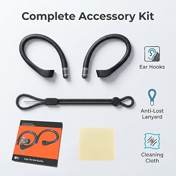 Samsung Galaxy Buds 3 Pro/Buds 3 / Buds 3 FE用ソフトシリコンイヤーフック – 滑り止めフィット ストラップ&クリーニングクロス付き ブラック