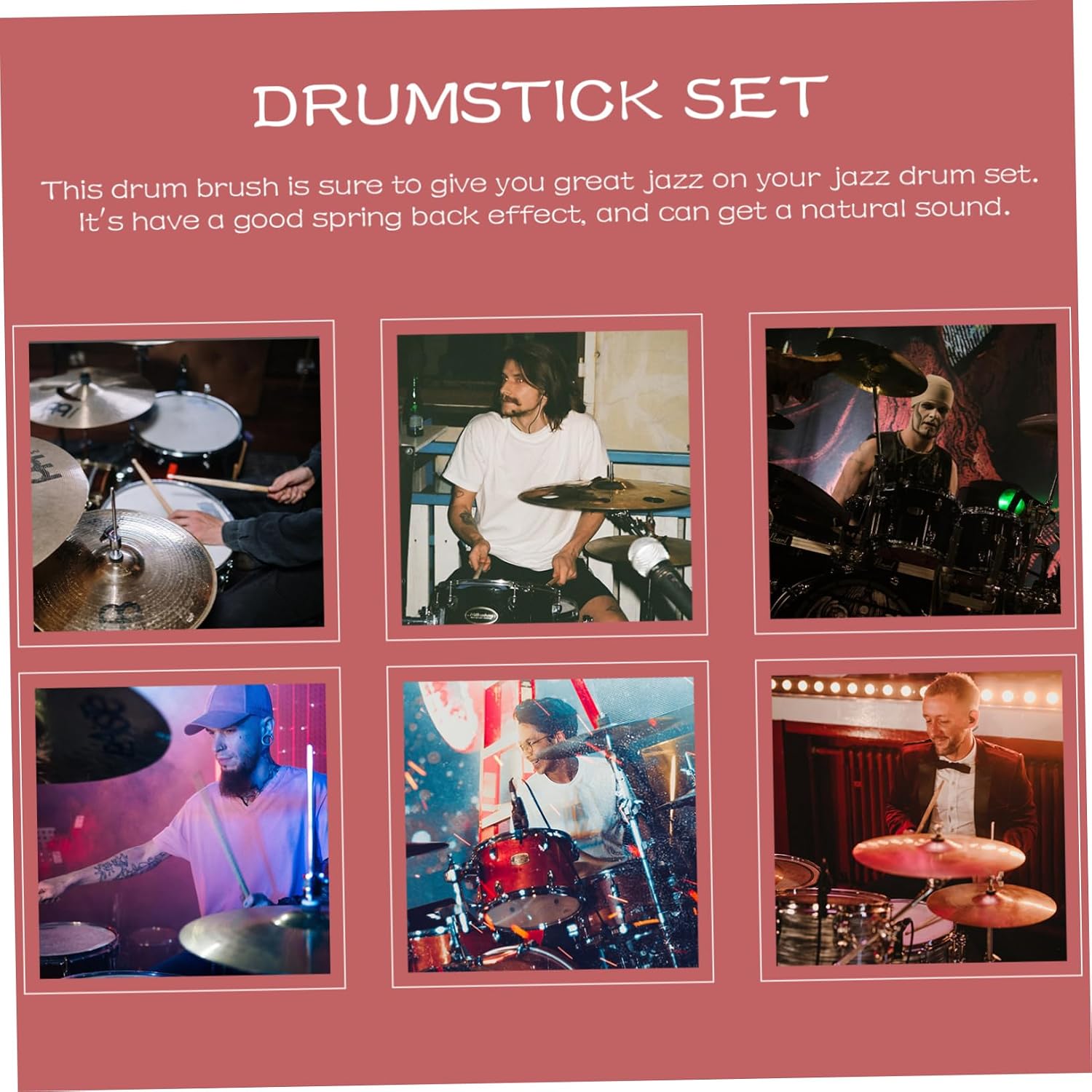 1Set Drum Brush Stick Set of Premium Drumsticks with Wire Brushes for Instrumentalists for Practice and Performances Bars and Concerts