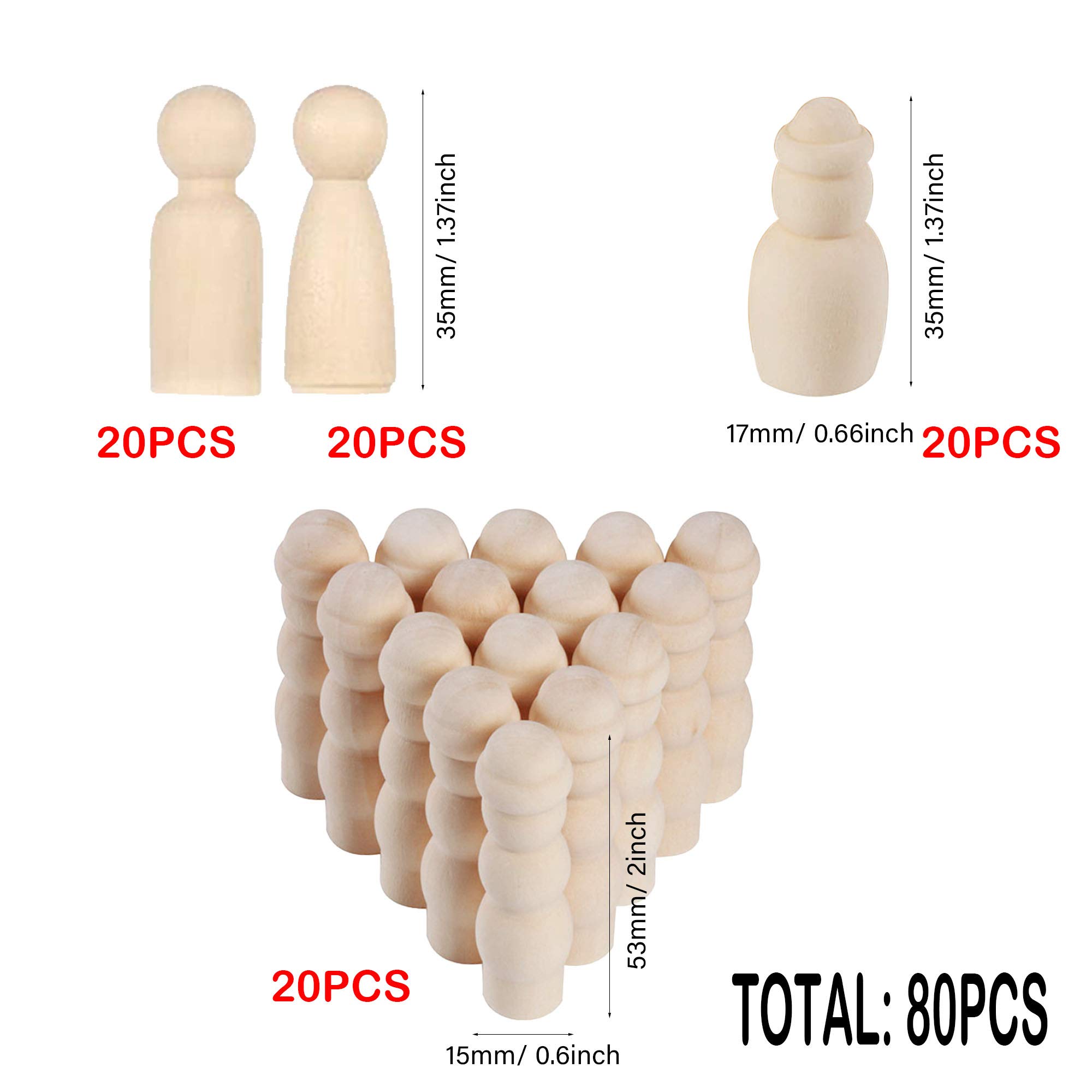 60 Bamboline In Legno Peg Doll - Non Dipinte Per Fai Da Te, Decorazioni E Lavoretti Creativi - Foto 8