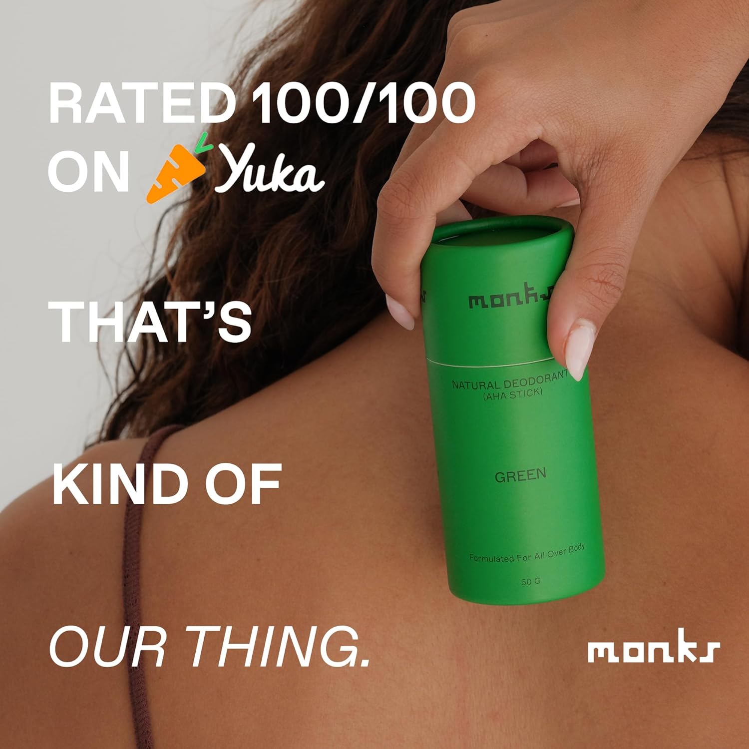 MONKS Whole Body Natural Deodorant Stick - For Women and Men, Aluminum-Free, Baking Soda Free, Organic AHA’s, Pure Essential Oils (Copal Green) - Image 4