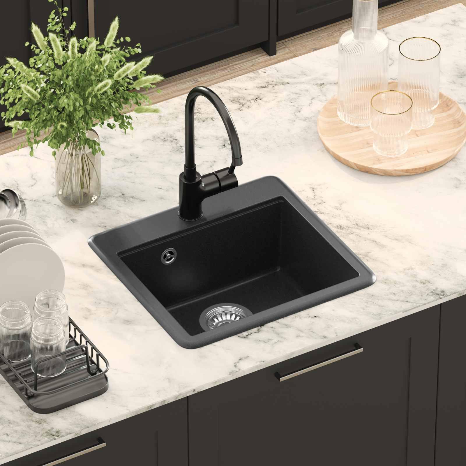 Lavabo noir 470 x 440 mm granit