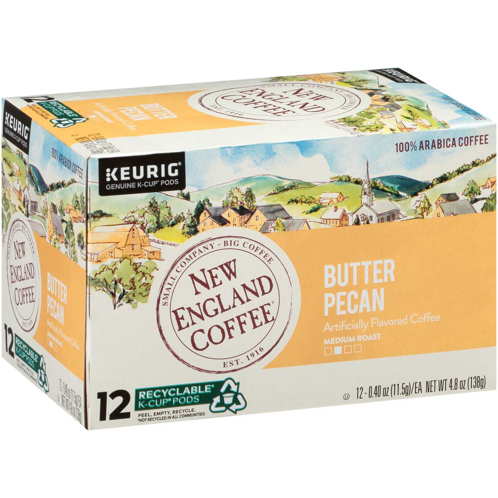 New England CoffeeButter Pecan Medium Roast Single Serve Pods, 12ct Box (Pack of 6)