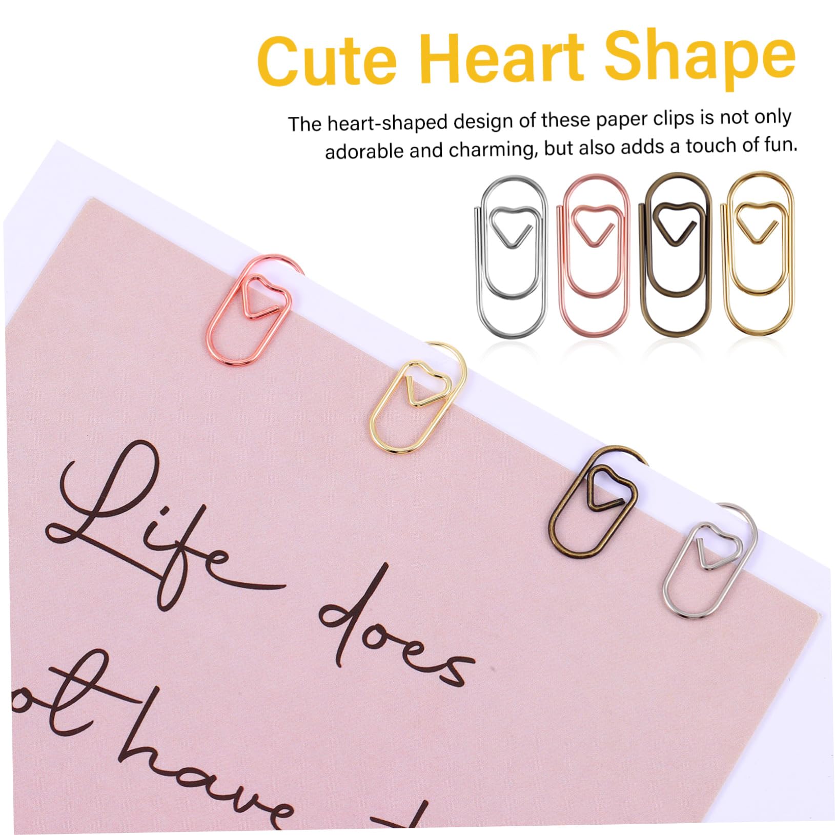 Operitacx 1000 Pz Mini Graffetta Clip Raccoglitore Mini Raccoglitore Graffette Decorative Graffette Metalliche Divertenti Graffette Metallo A Forma Di Cuore Oro Rosa