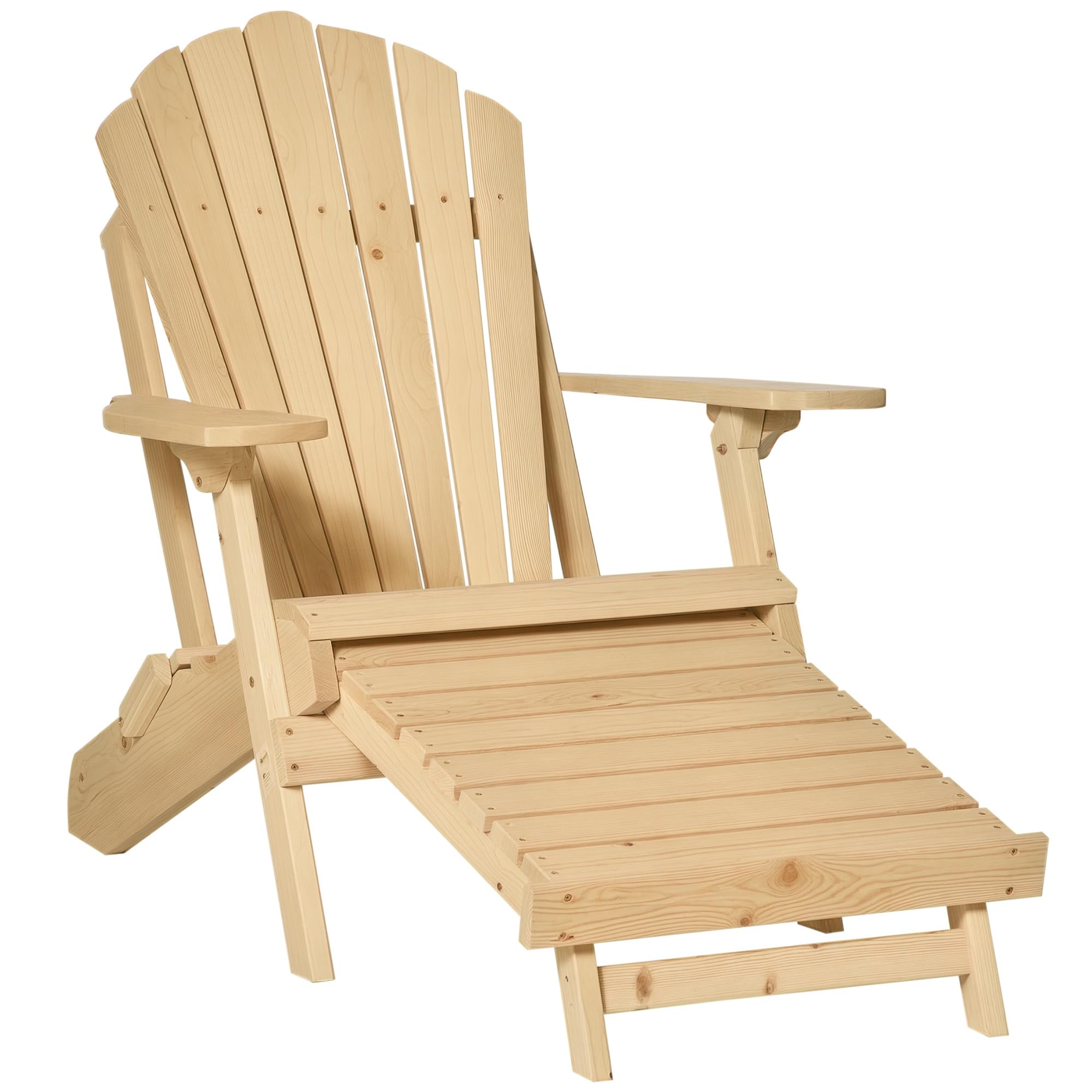 Outsunny Fauteuil de Jardin Adirondack avec Pouf en pin intégré Chaise de Patio Pliante