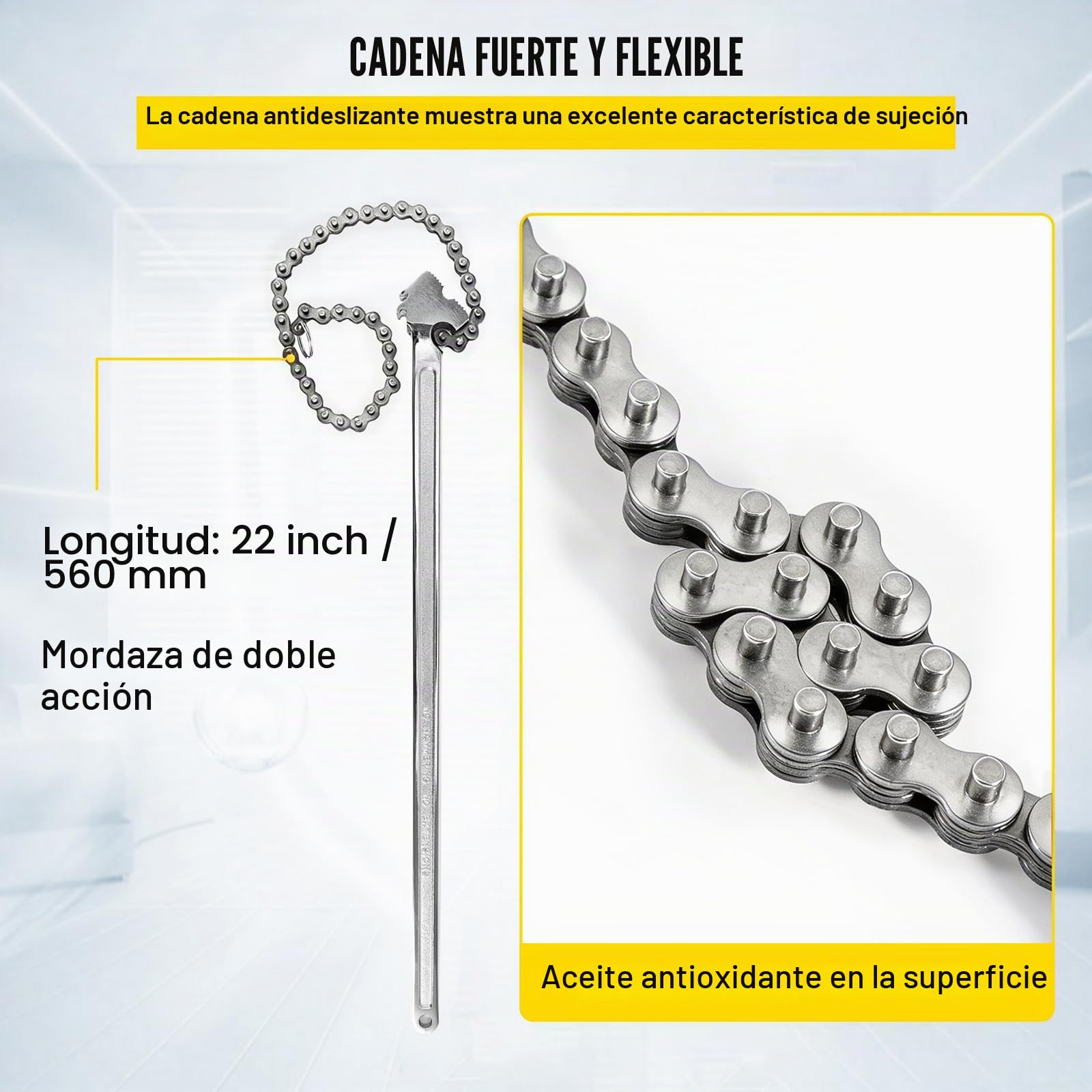 VEVOR Llave de cadena con mango de 610 mm cadena de 560 mm llave para tubos de acero al carbono adecuada para reparación de tanques de gasolina fontanería doméstica mantenimiento de vehículos