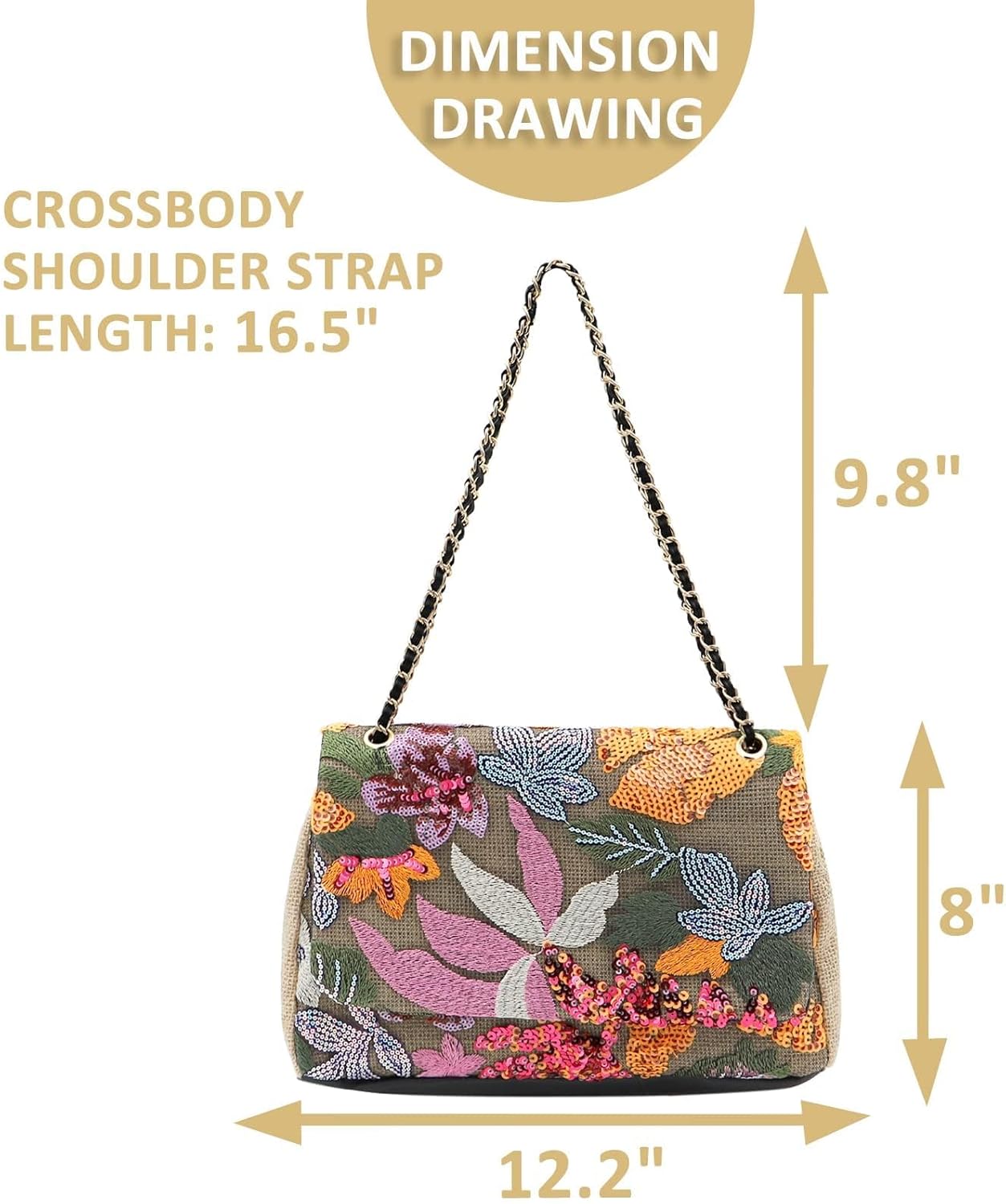 Tote Bag for Women Beach Bag Sequin Embroidery Straw Bag Bohemian Handbag Large Capacity Shoulder Bag Suitable for Vacation Travel Daily - Image 4