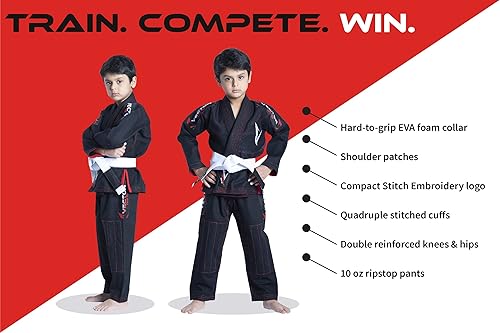 Miniatura 2 de BJJ Gi de Vector Sports - kimonos brasileño para Jiu Jitsu Gi para niños. N Uniforme Kimono para resistir al agarre. Pantalones ultraligeros y