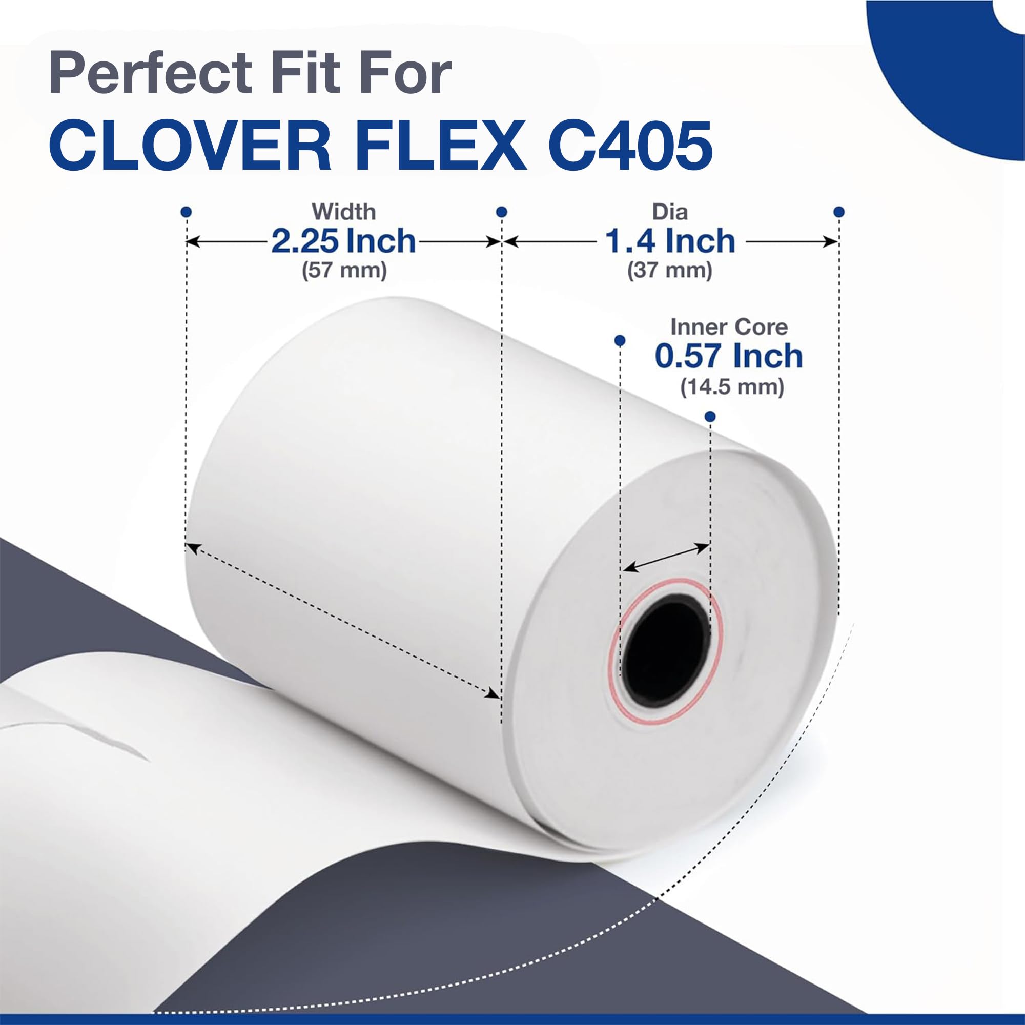 Papel térmico de 2 1/4 x 50-55 GSM, paquete de 10, rollos de papel multiusos para recibos para sistemas POS, rollos de papel blanco para tarjetas de crédito