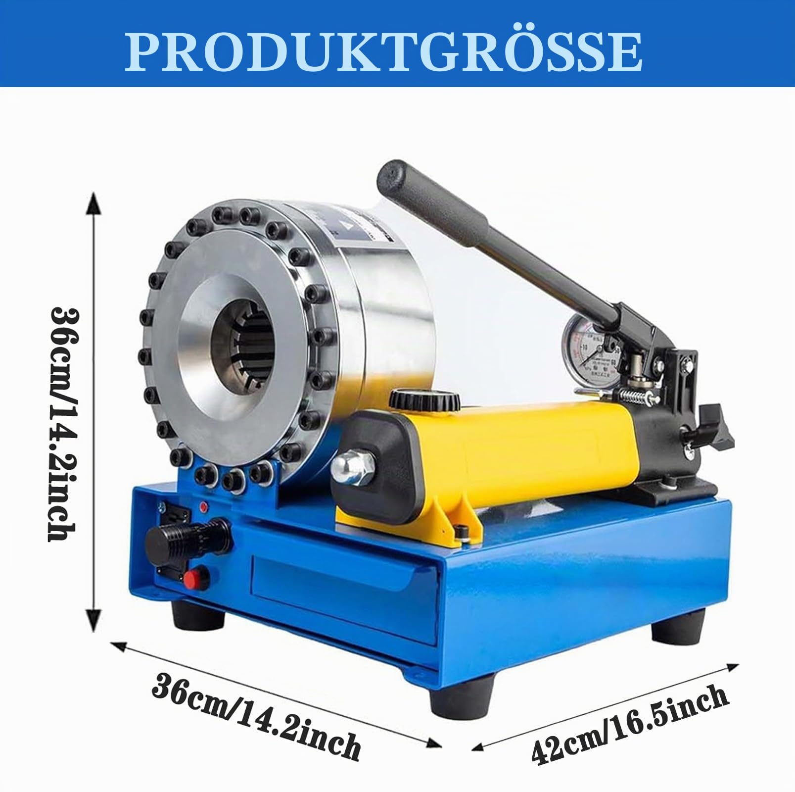 Hydraulikschlauch-Presse, Hochleistungs-Crimpwerkzeug mit 8 Matrizensätzen | 0,01mm Mikrometer-Präzision, ideal für KFZ-Klimaleitungen, landwirtschaftliche Maschinen und die Reparatur Hydraulikschläuche