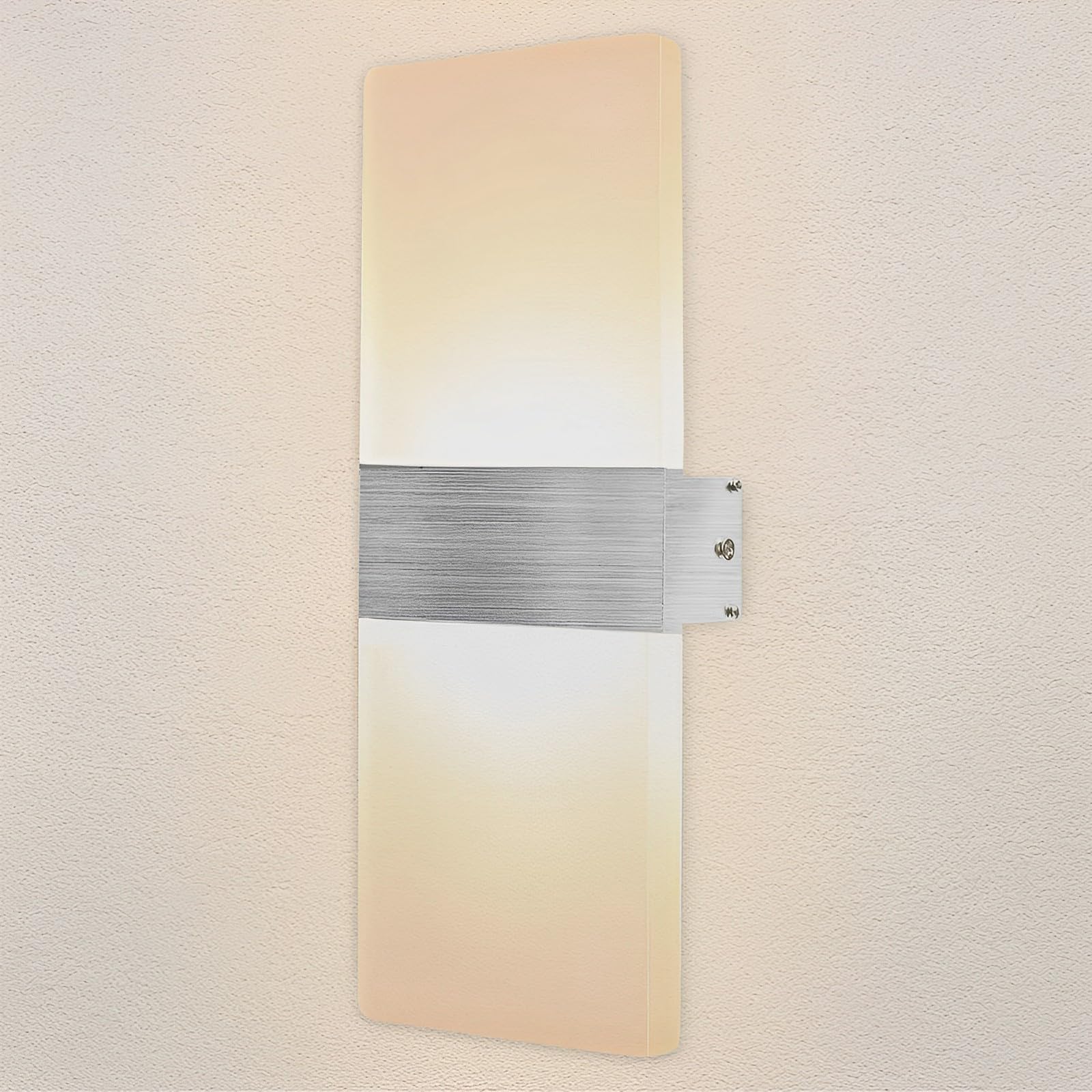 Aplique Pared Interior LED Lámpara de Pared Blanca Moderna Luz Cálida 3000K 12W Aplique Acrílico Aplique pared Luz Arriba y Abajo Interior para Dormitorio Salon Pasillo Escalera