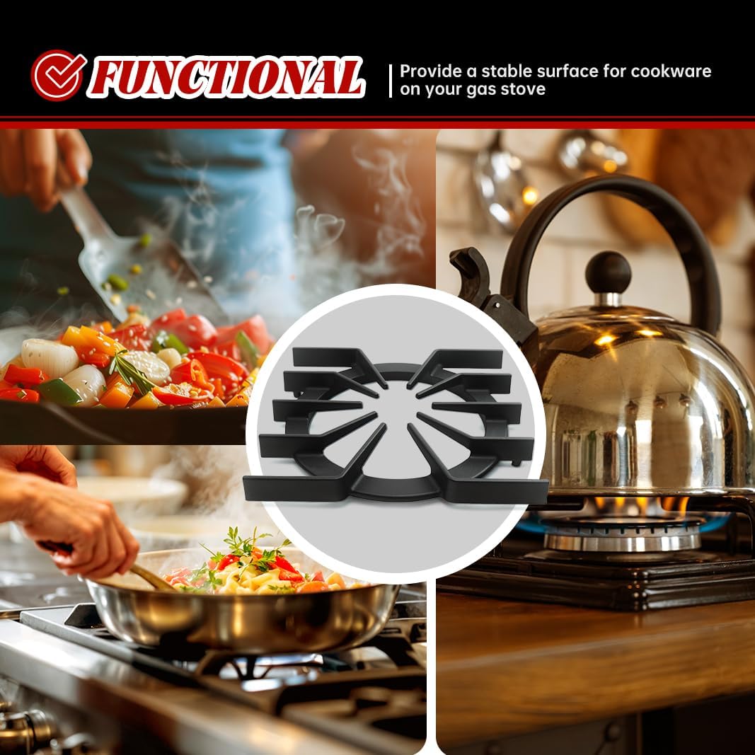 Upgraded PA060037 PA060024 Spider Grate Replacement Parts for Viking Range Parts Burner Grate, Cast Iron Cooking Grate for Viking Stove Top Parts Range Grate VDSC305 VGIC305 VGIC365 (4 pack)