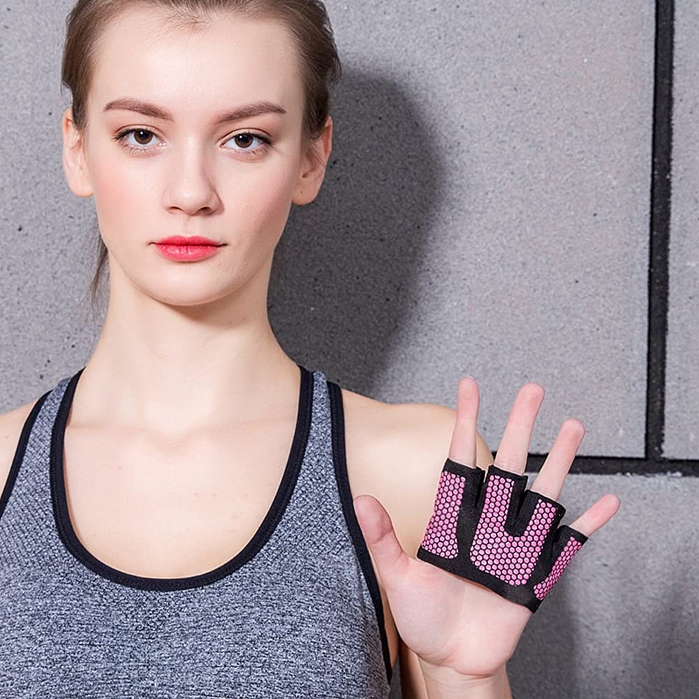 KEYDUACU Guanti Da Palestra Uomo E Donna – Traspiranti Con Protezione Palmo – Rosa Taglia L