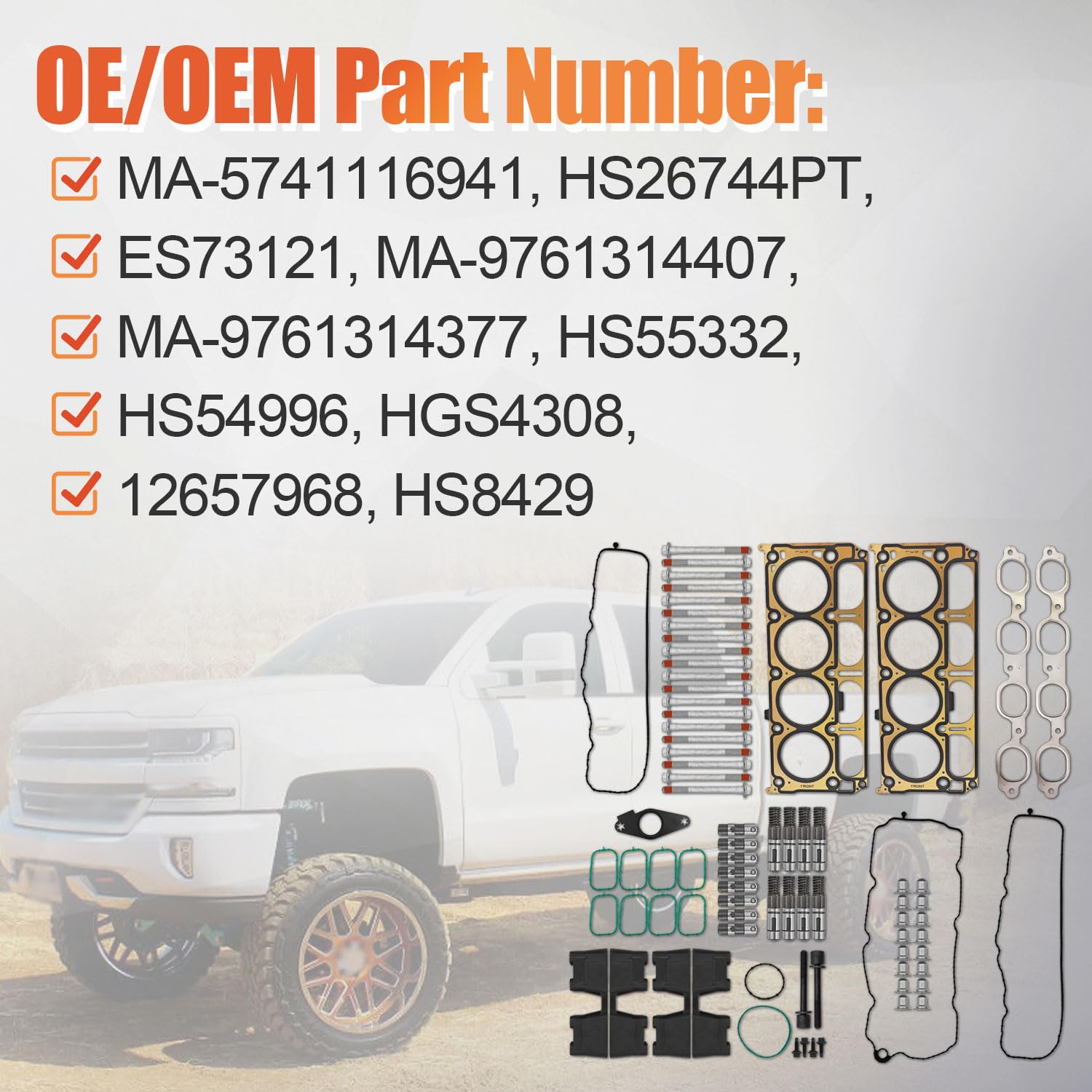 AFM Lifters Kit W/Head Gaskets Bolts Compatible with Chevy Silverado 1500 LD Tahoe Suburban for GMC Sierra Yukon 5.3L 2014-2020 HS26744PT MA-5741116941 ES73121 MA-9761314407