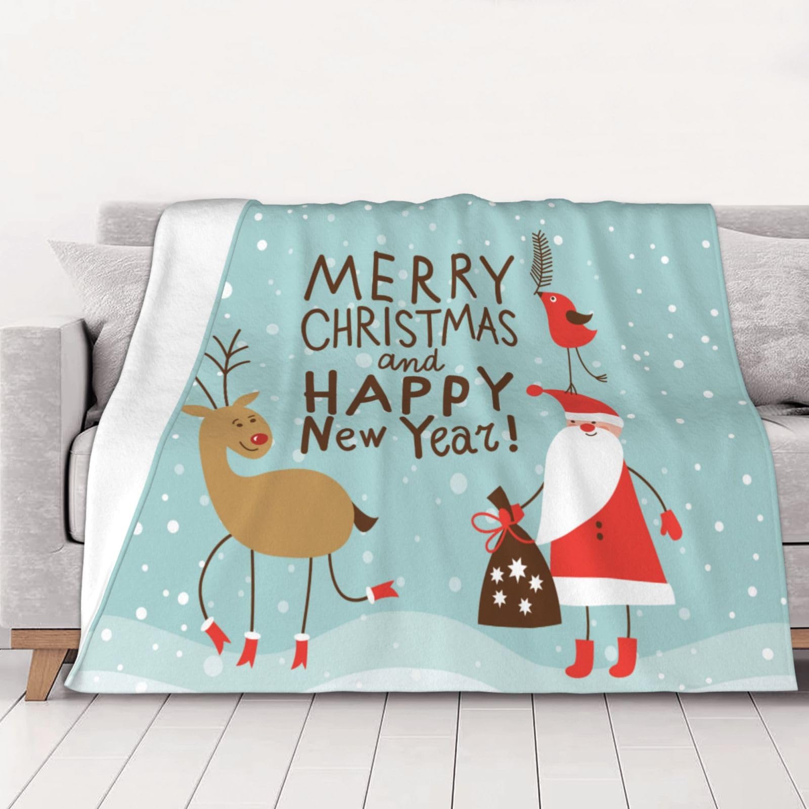Couverture en flanelle plaid chaud 200x150cm cadeau Noël adulte