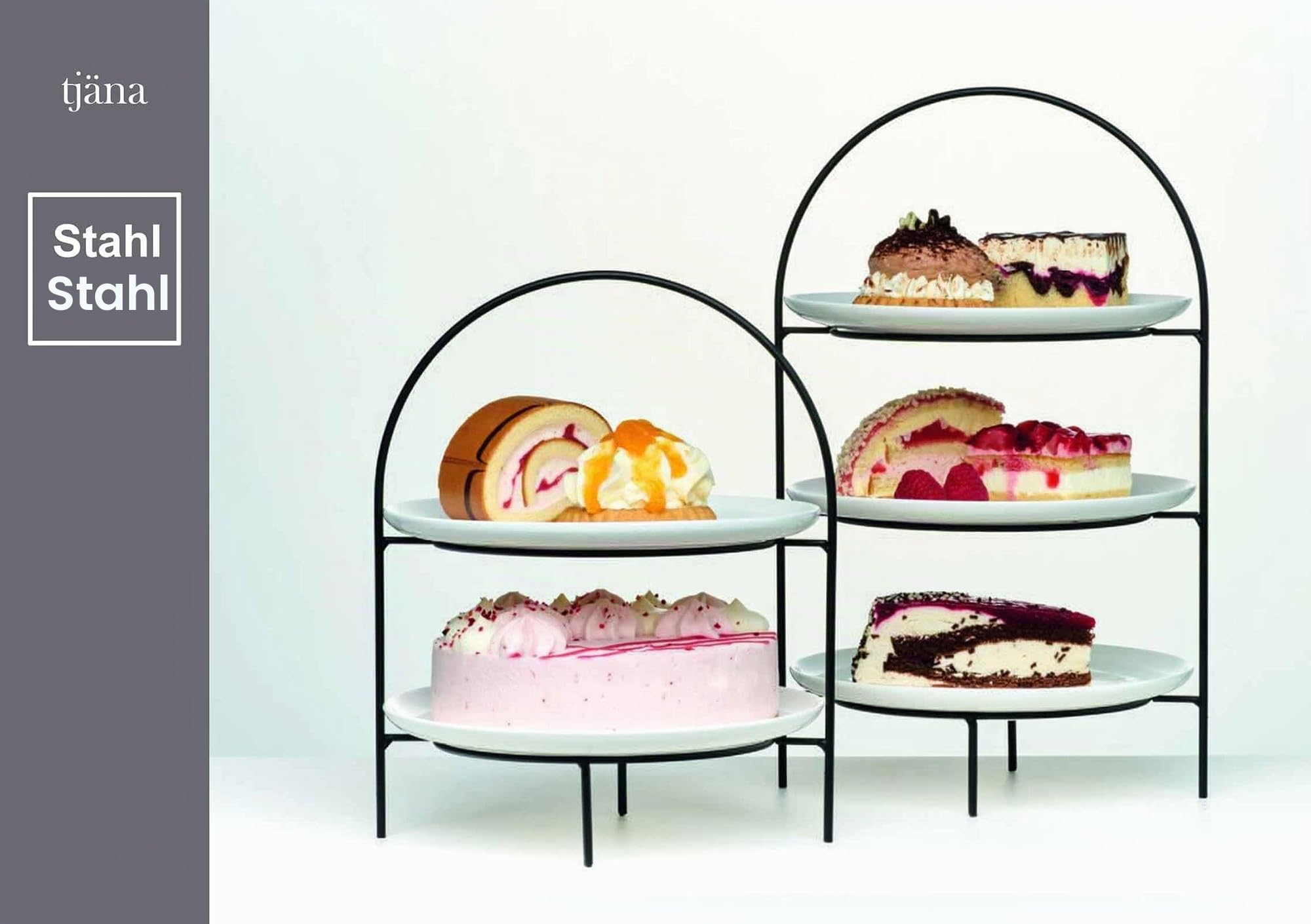 Ritzenhoff & Breker Tjäna Etagère 3-stufig, 37 cm, Servierturm für 3 Teller (18-21 cm), Gummierte Schutzkappen an den Füßen, Metall, Schwarz