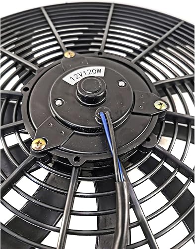 Miniatura 9 de 16 pulgadas 12V 120W Universal Slim Fan Push Pull Radiador Eléctrico Enfriamiento Termo Hoja Curva Ventilador Kit de Montaje Negro