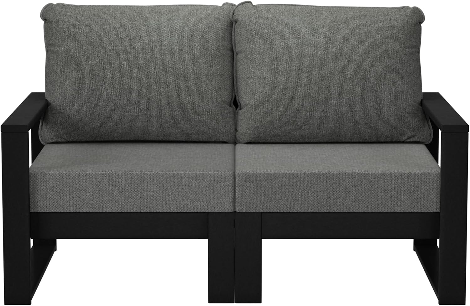 Costaelm Rockaway Outdoor HDPE All-Weather Modern Patio Loveseat with Waterproof Cushions, Light Gray