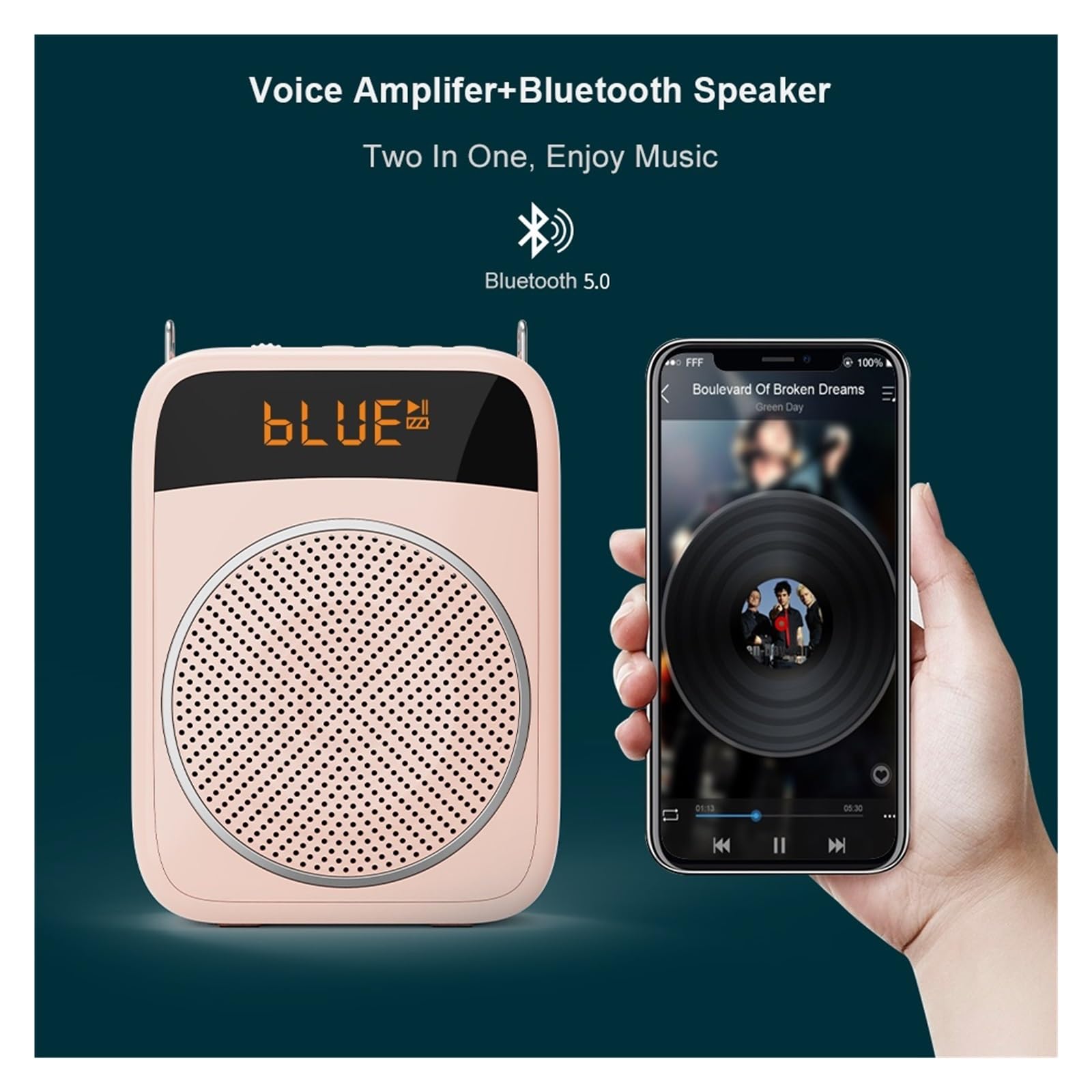 Amplificador de voz con micrófono Amplificador De Voz Portátil De 15 W, Micrófono Con Cable, Audio, Altavoz Compatible Con Bluetooth, Guía For Profesores E Instructores Batería de larga duración, lige
