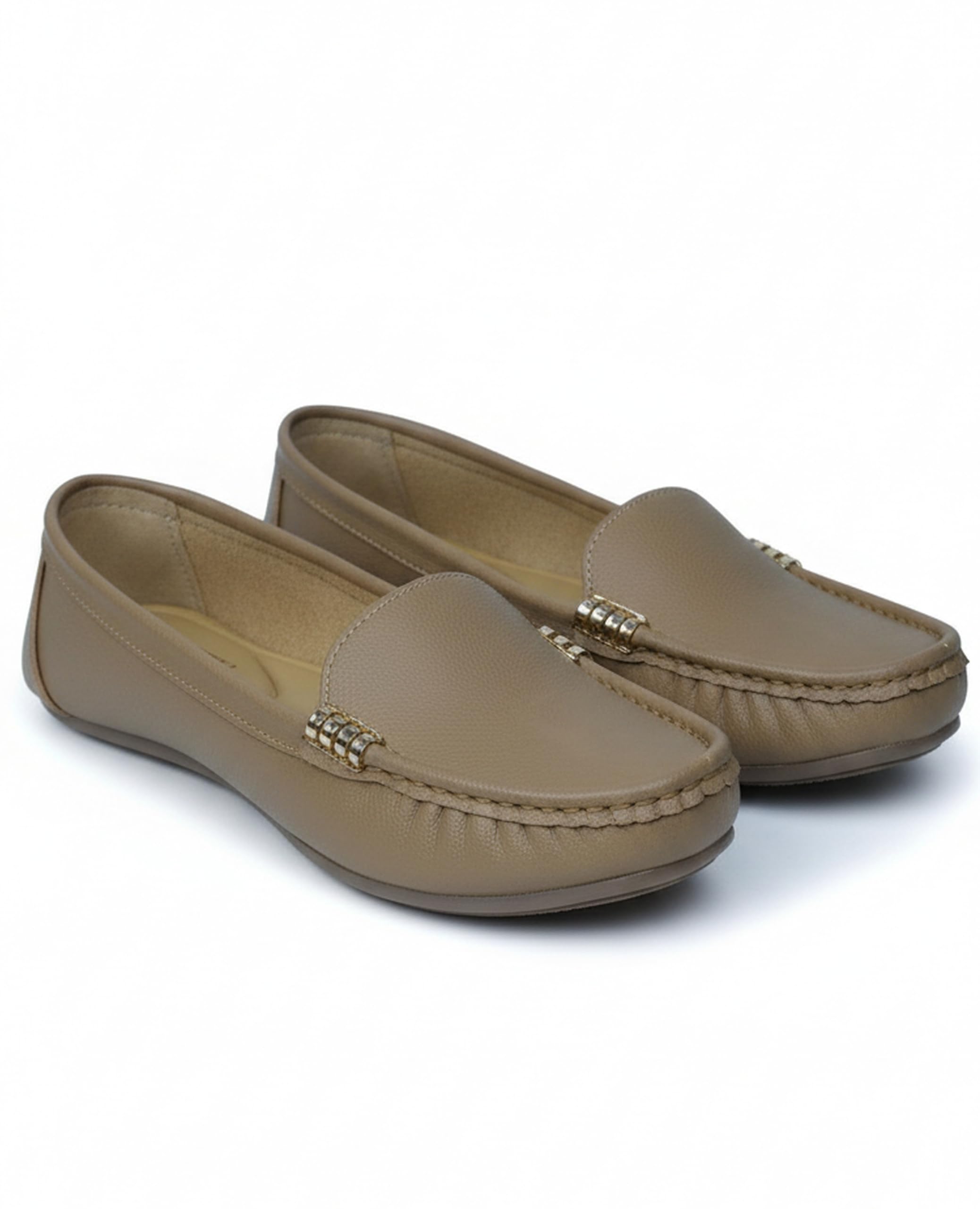 Women Ballet Flats | Slip-On Casual & Formal Shoes | Elegant Metal Accent Design, Soft Cushioned Insole with Flexible Anti-Slip Sole | Office Wear, Daily Use & Travel Footwear