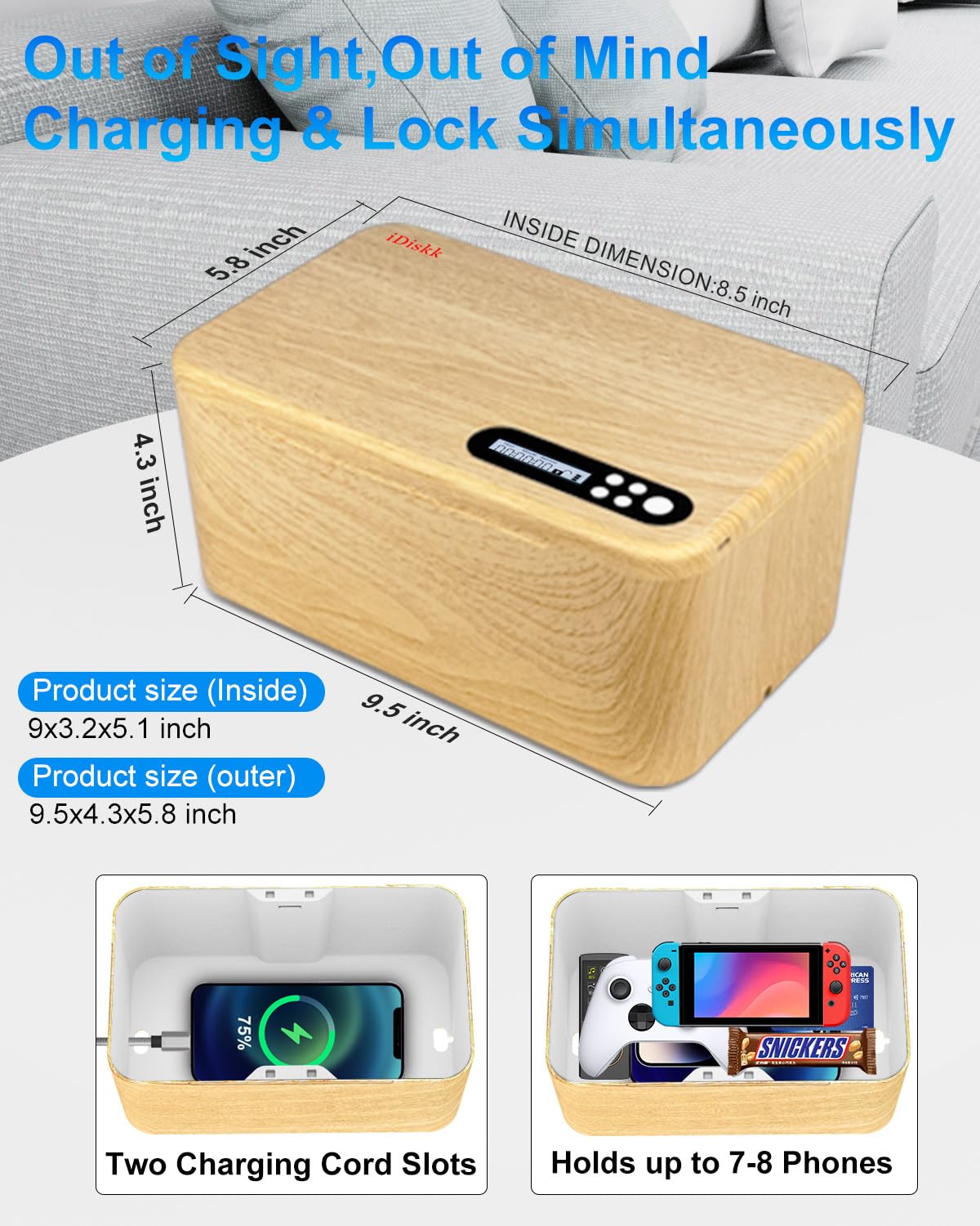 iDiskk secure timed lockers, mobile phone locker with timers, addiction management lock, turn off video games, social media - Image 3