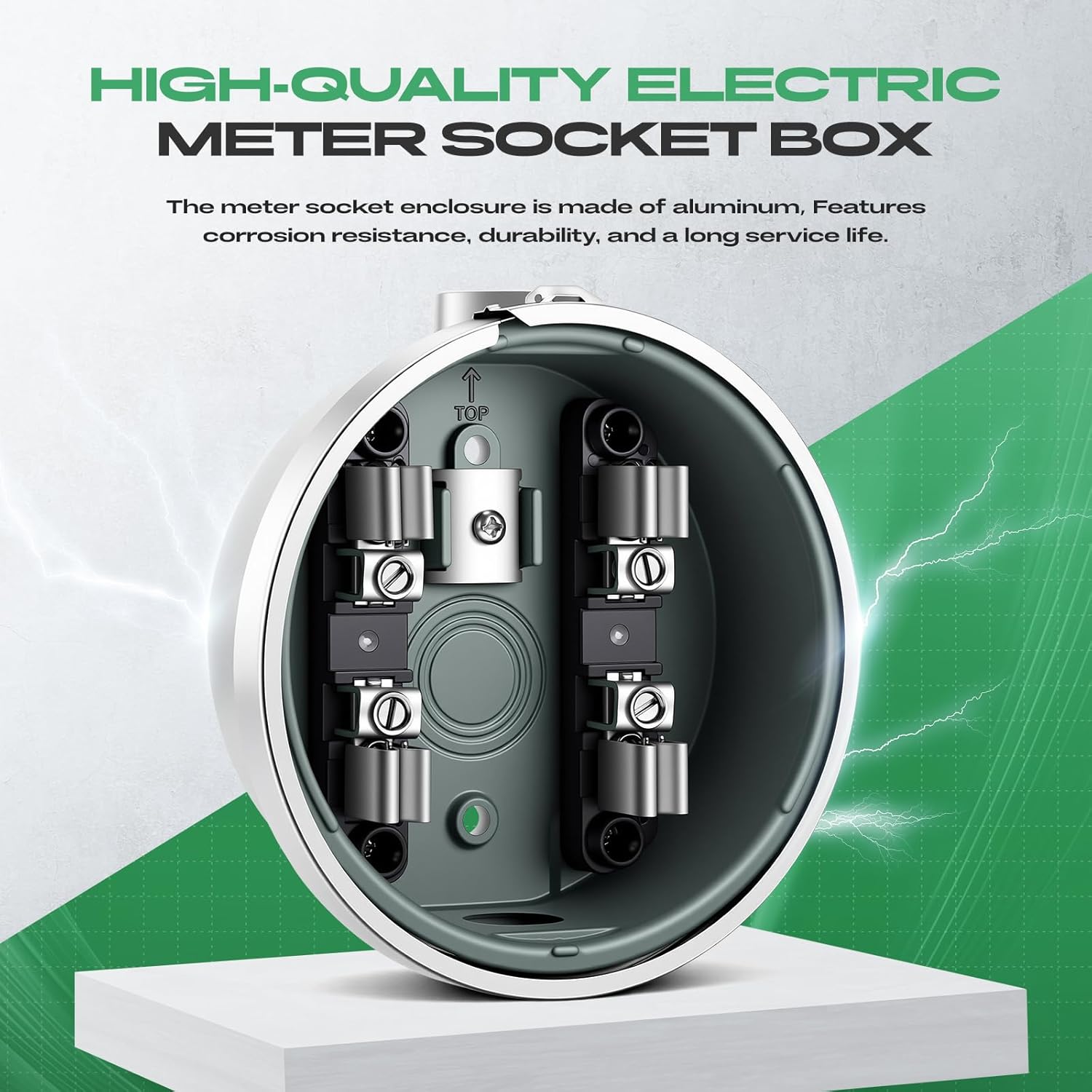 Meter Socket 100 Amp, 4-Jaw Meter Base Meter Socket 240V Single Phase 3-Wire with Horn Bypass Compatible with Overhead or Underground Service Installation