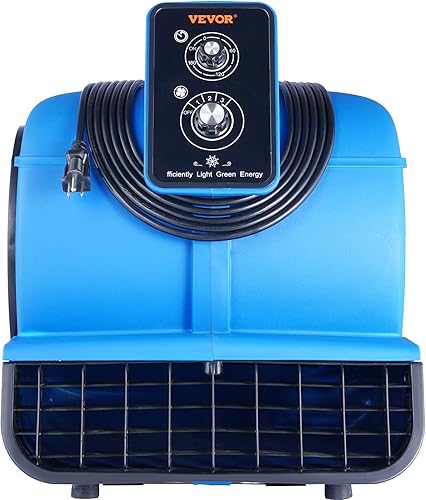 Miniatura 10 de VEVOR Soplador de suelo, 12 HP, 2600 CFM para secado y enfriamiento, ventilador portátil de secadora de alfombras con 4 ángulos de soplado y función