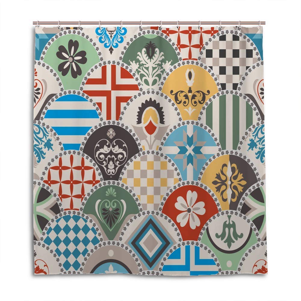 Rideau de douche polyester anti-éclaboussures 182x182 cm avec anneaux de fixation