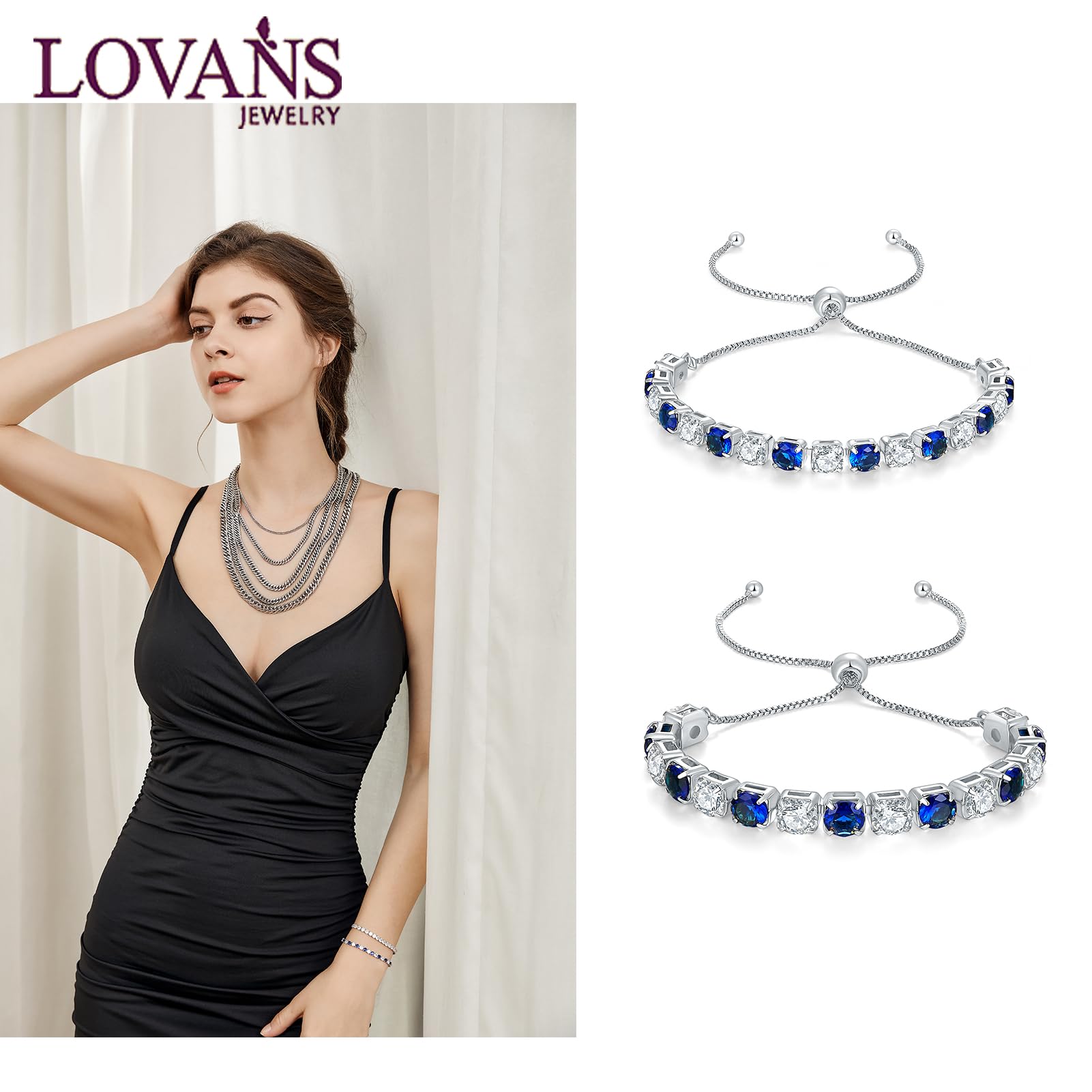 LOVANS Bracciale Tennis Donna Bracciale Donna Argento con 4MM/5MM/6MM Zirconio Braccialetti Regolabile Donna Regali Natale Donna Regalo Laurea Donna Regalo Compleanno