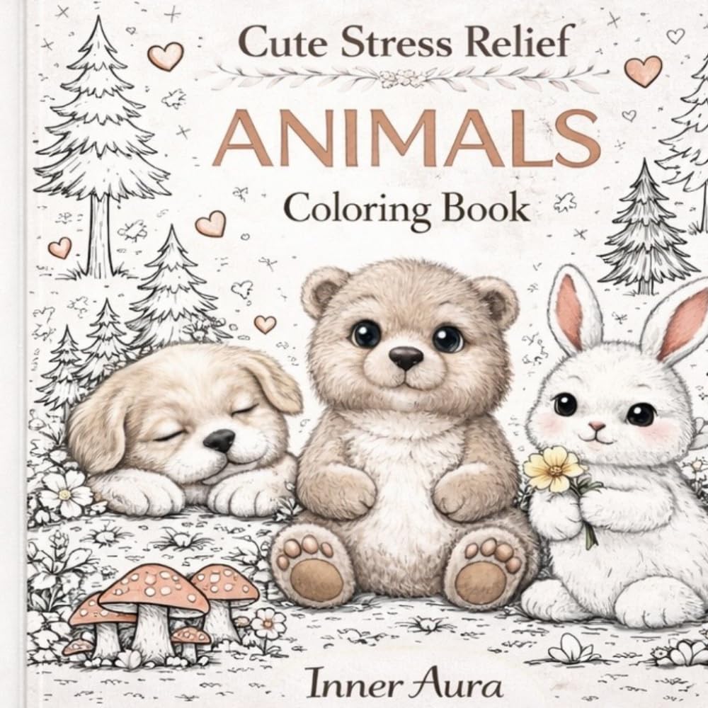 Cute Stress Relief Animals Coloring Book: Simple, Cozy and Adorable Animal Designs