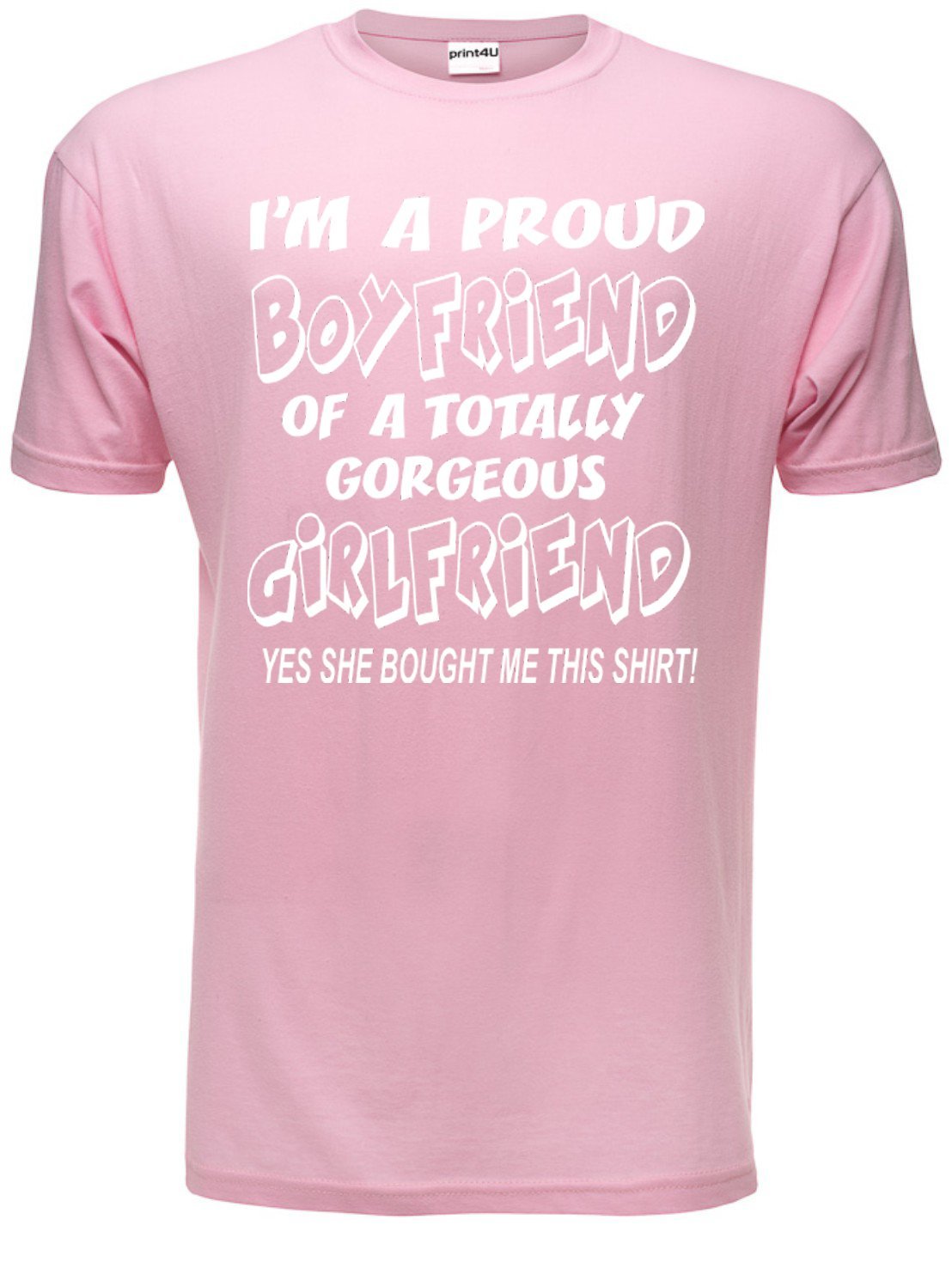 Proud Boyfriend of Gorgeous Girlfriend Mens T-Shirt Large Pink