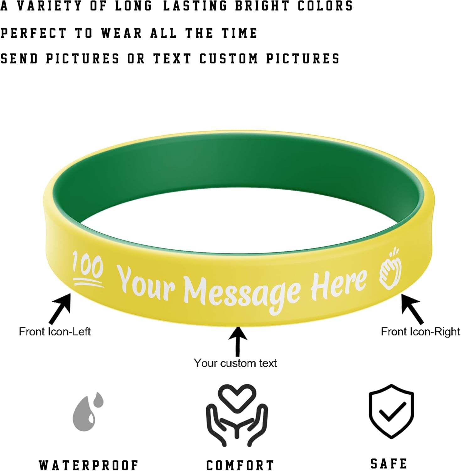 Custom Silicone Wristbands Personalized Wholesale Rubber Bracelets Customized for Motivation, Events, Gifts, Support, Fundraisers, Awareness