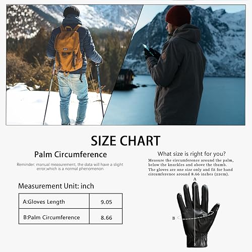 Miniatura 5 de Long Keeper Invierno PU cuero pantalla táctil guantes clásicos hombres negro cálido conducción ciclismo motocicleta mensajes de texto guantes, Negro